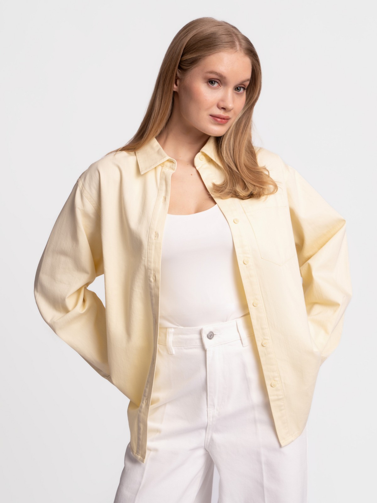 Рубашка оверсайз силуэта из хлопка