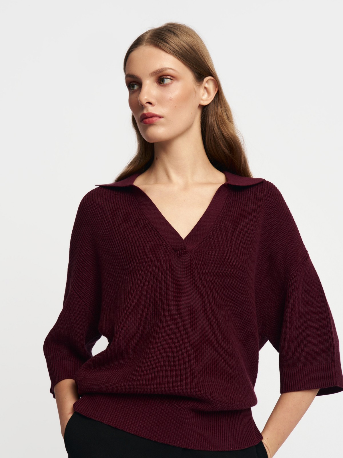 Трикотажный джемпер поло с коротким рукавом