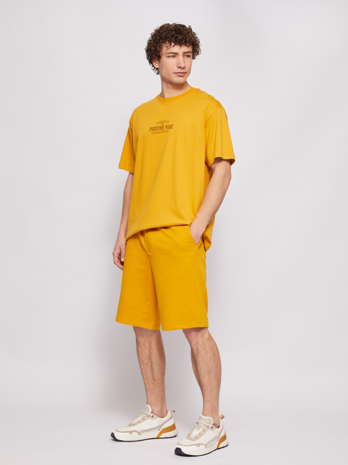 Футболка оверсайз из хлопка с принтом-надписью