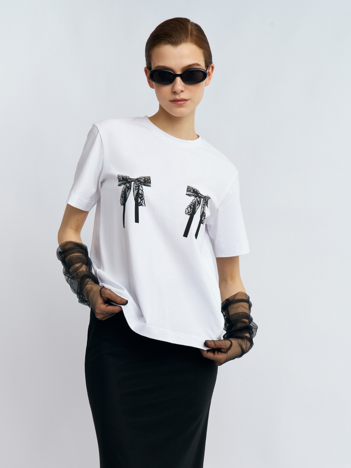 Футболка из хлопка с бантиками