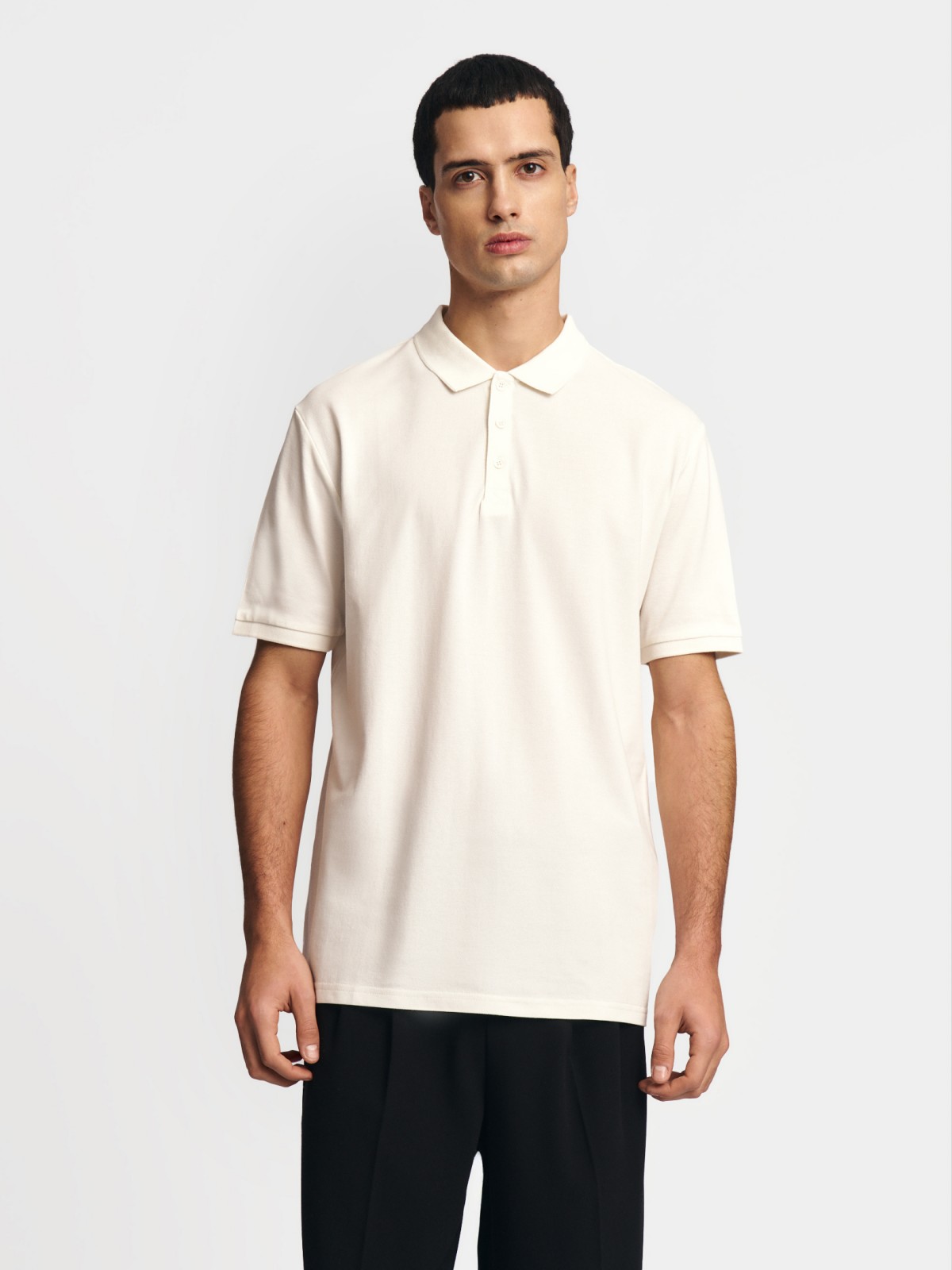 Футболка поло из хлопка однотонная