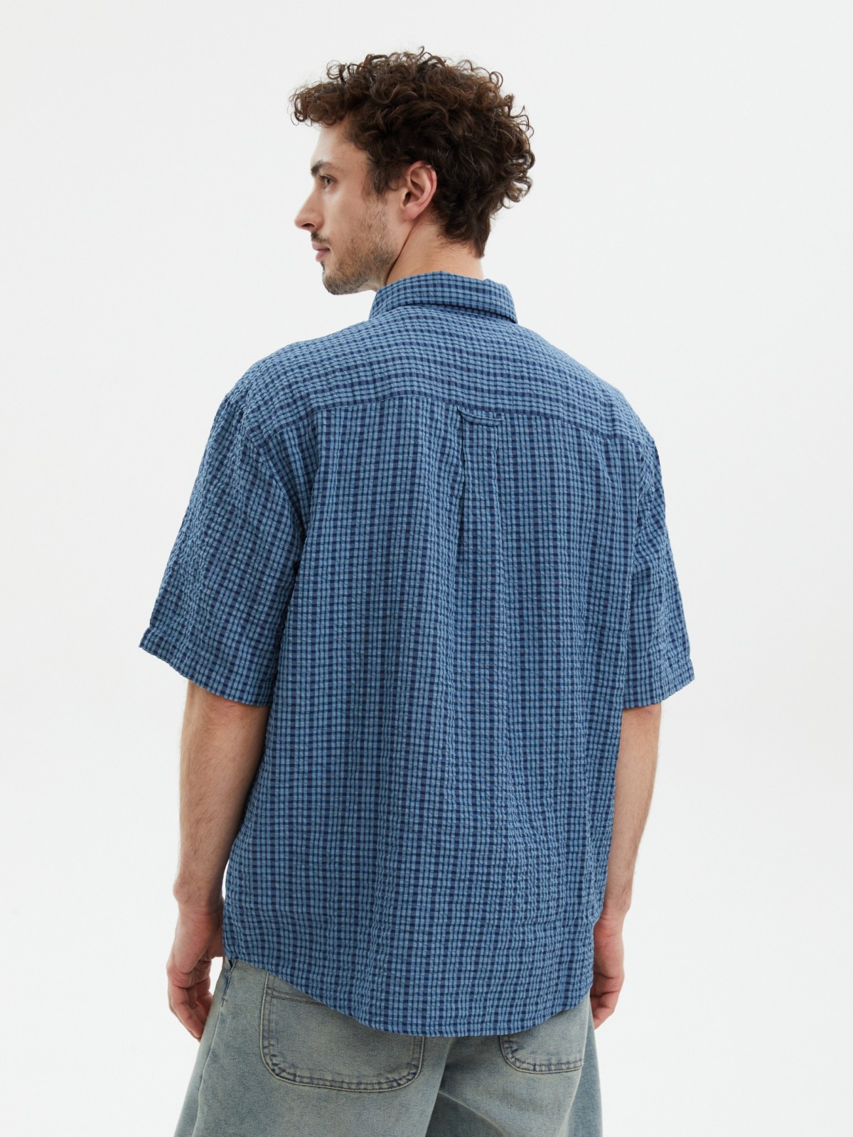 Рубашка с коротким рукавом и узором в клетку