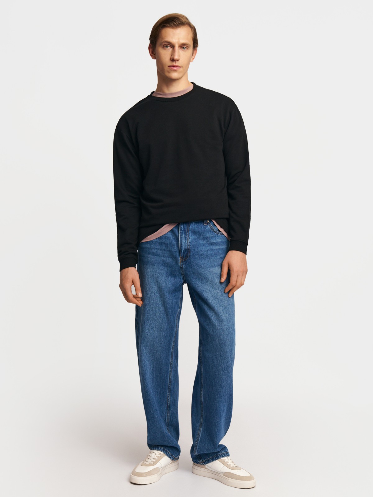 Трикотажный лонгслив из хлопка с длинным рукавом