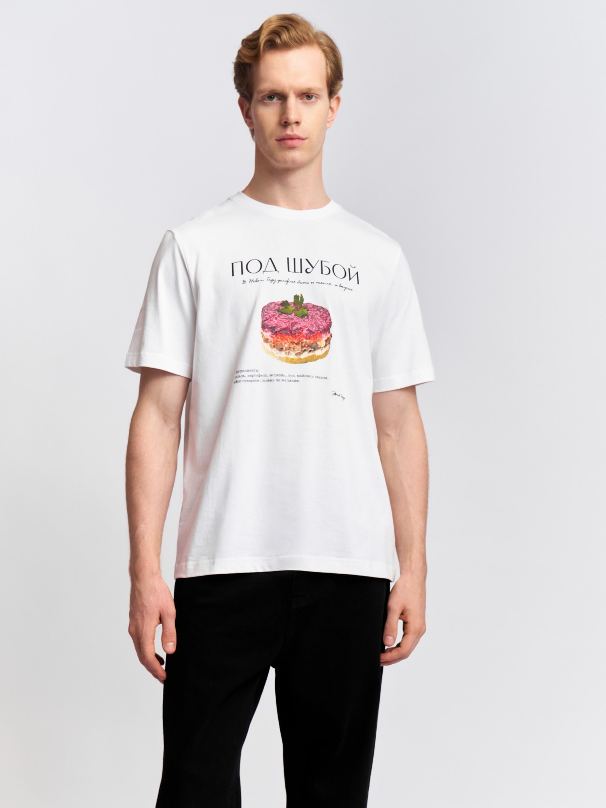 Новогодняя футболка из хлопка с принтом