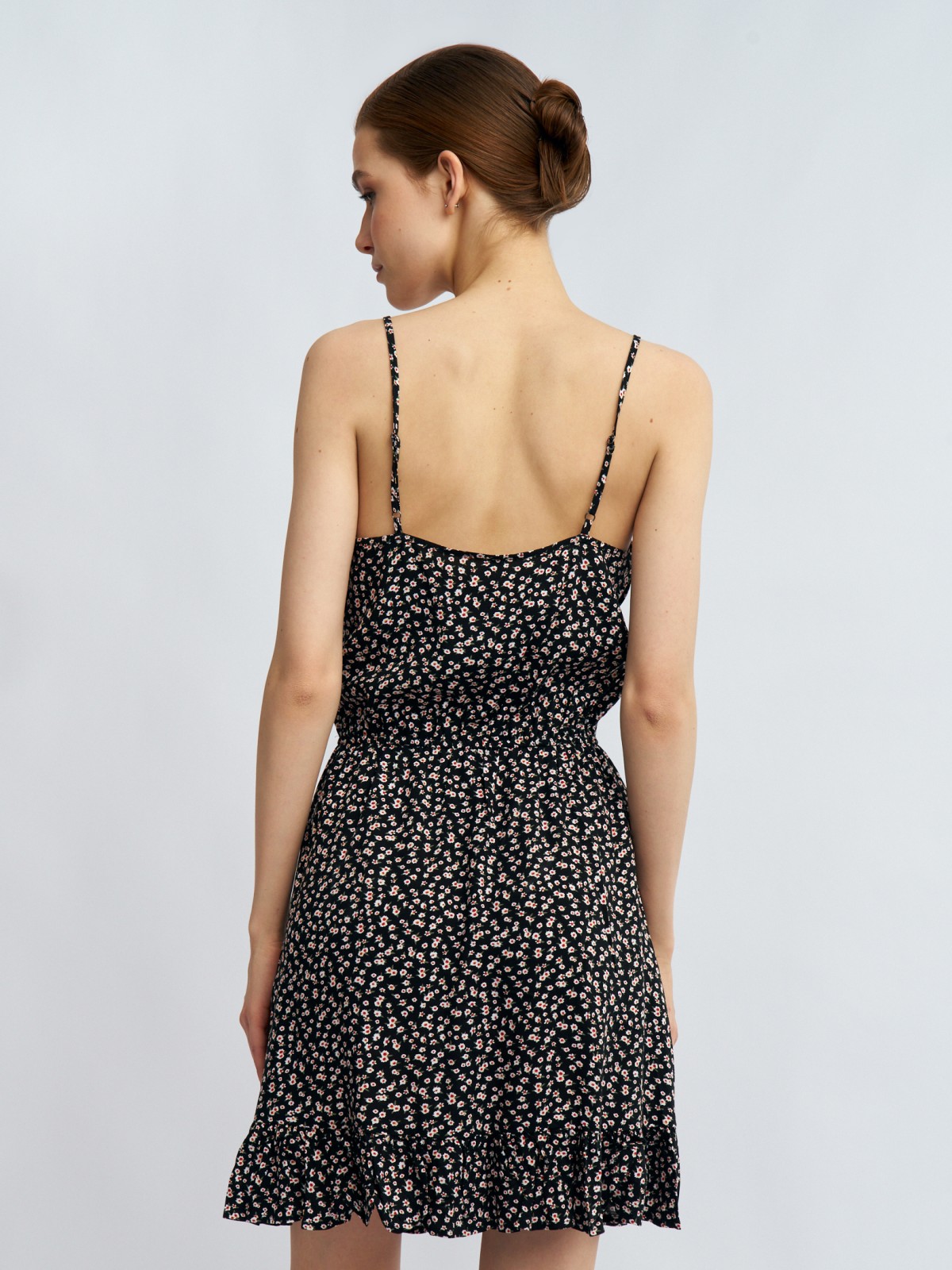 Сарафан мини из вискозы с цветочным принтом