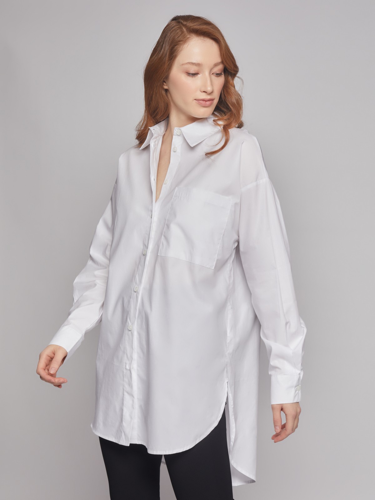 Удлинённая рубашка с длинным рукавом zolla 02231117Y293, цвет белый, размер XS - фото 5