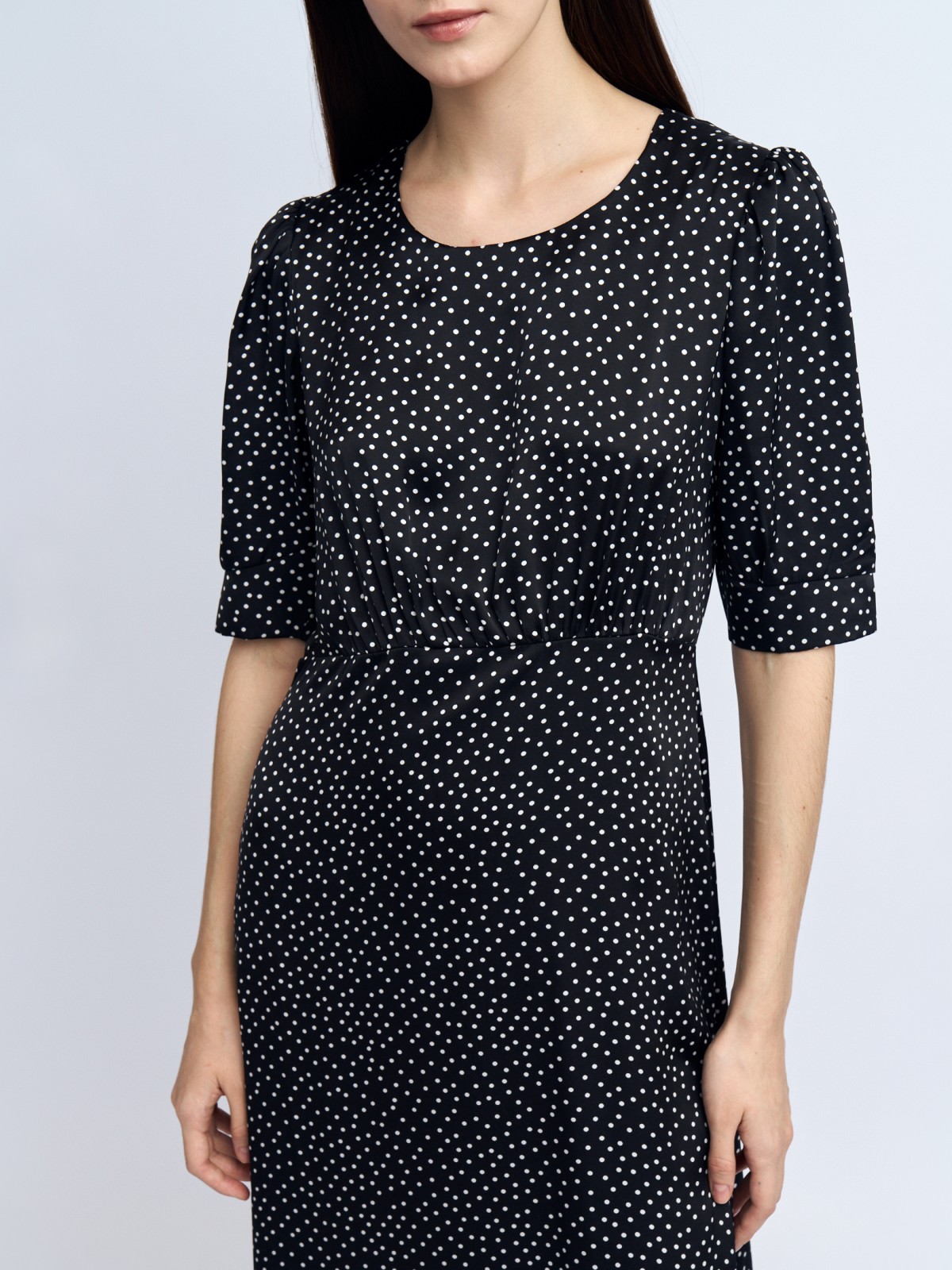 Платье миди из атласа с высокой талией