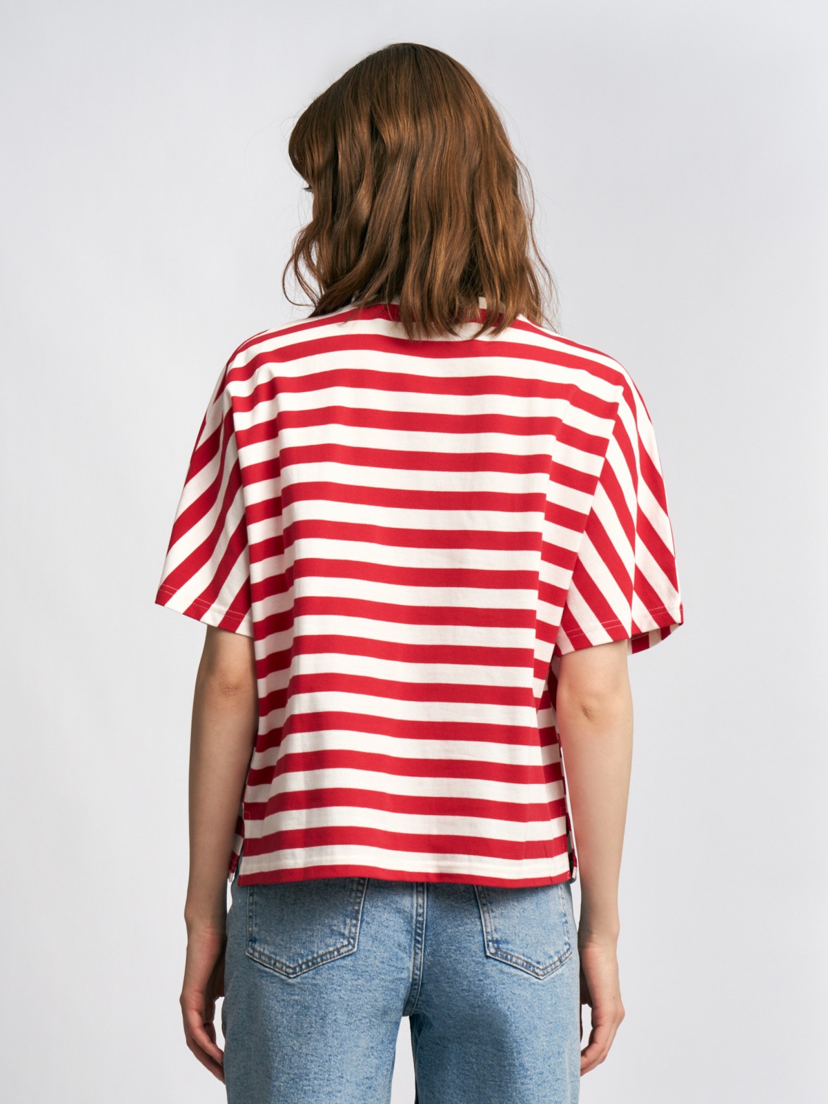 Футболка из хлопка в полоску с коротким рукавом