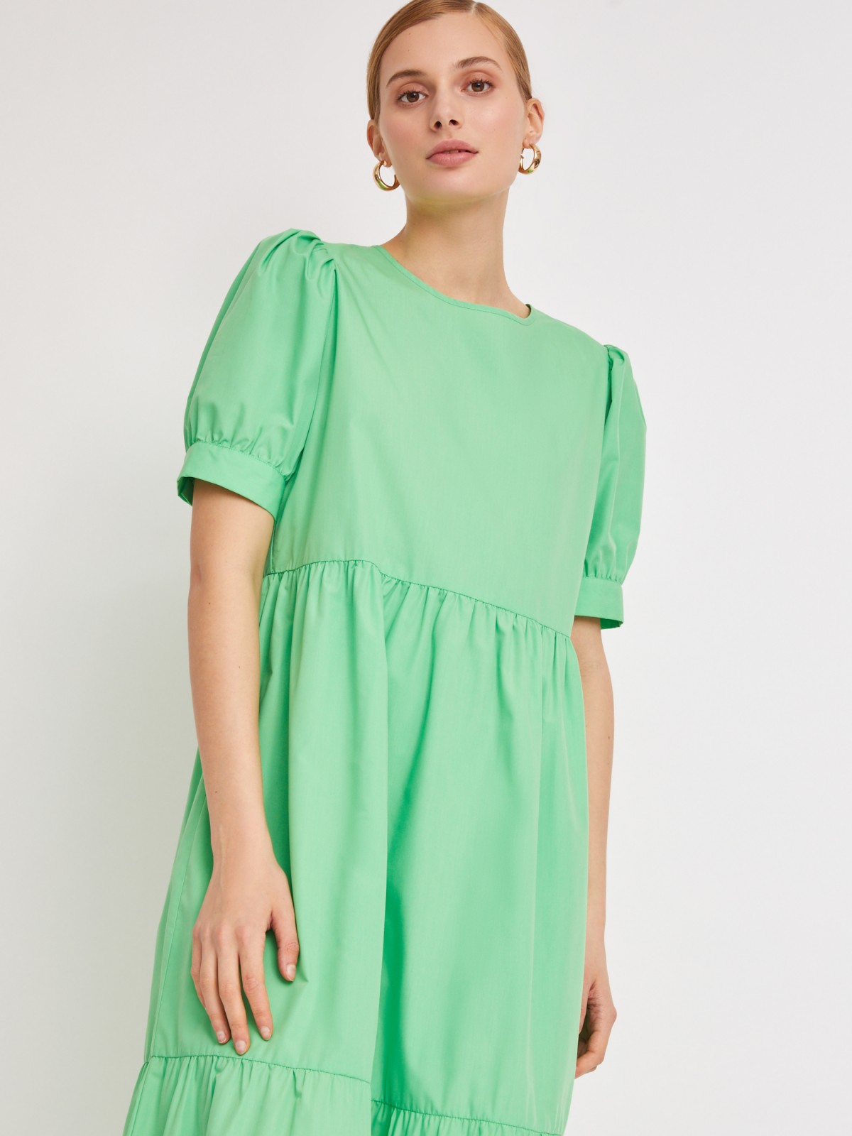 Ярусное платье длины миди zolla 223228259053, цвет светло-зеленый, размер XS - фото 4