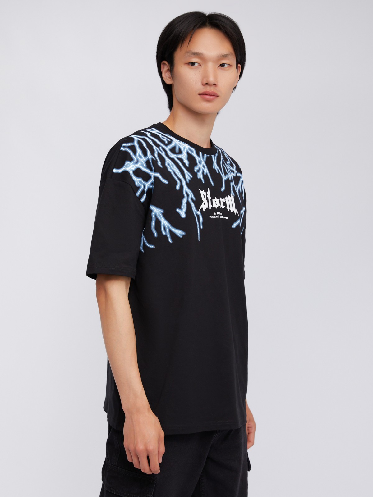 Футболка оверсайз силуэта из хлопка с принтом