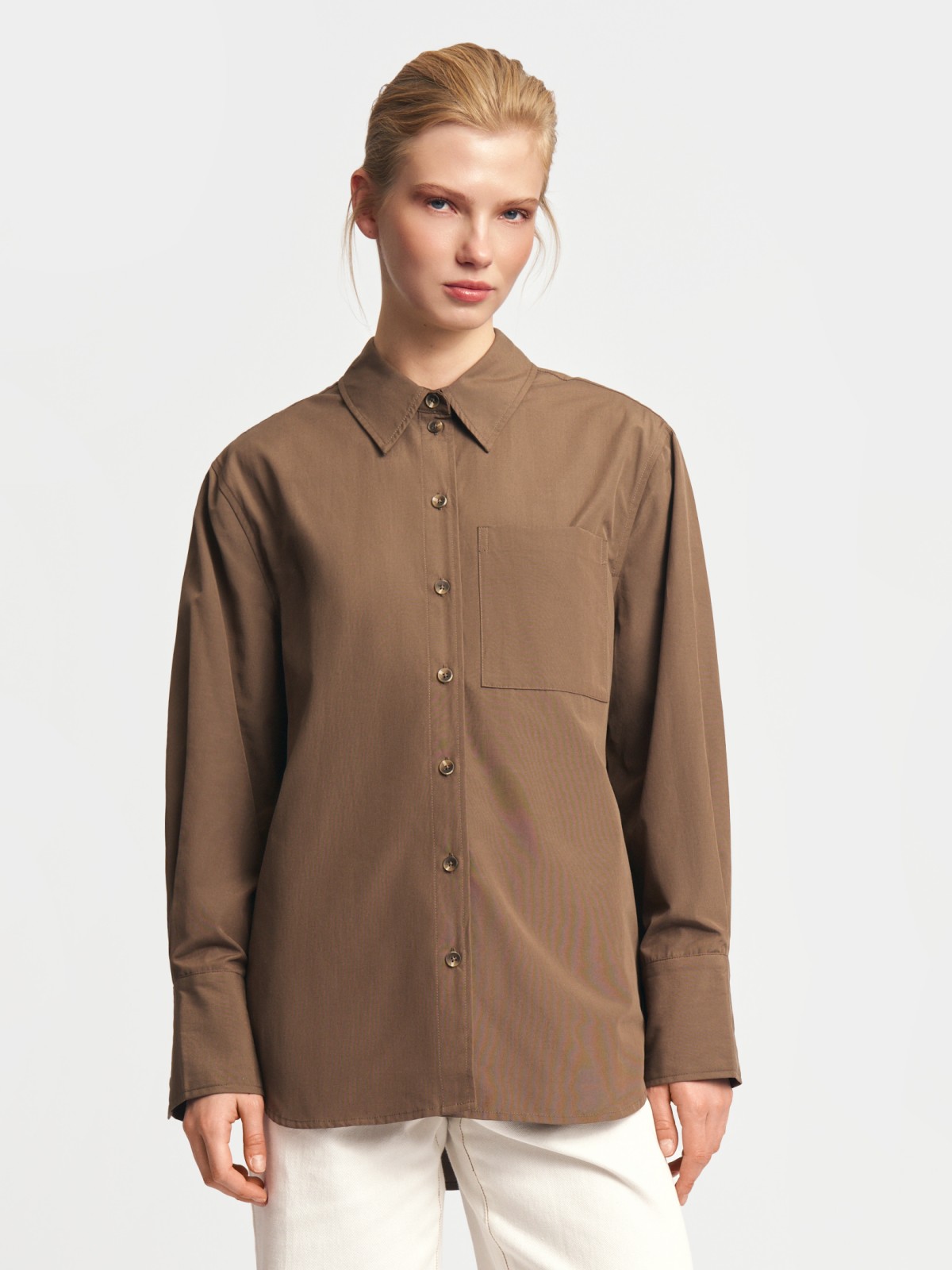 Рубашка прямого фасона с длинным рукавом