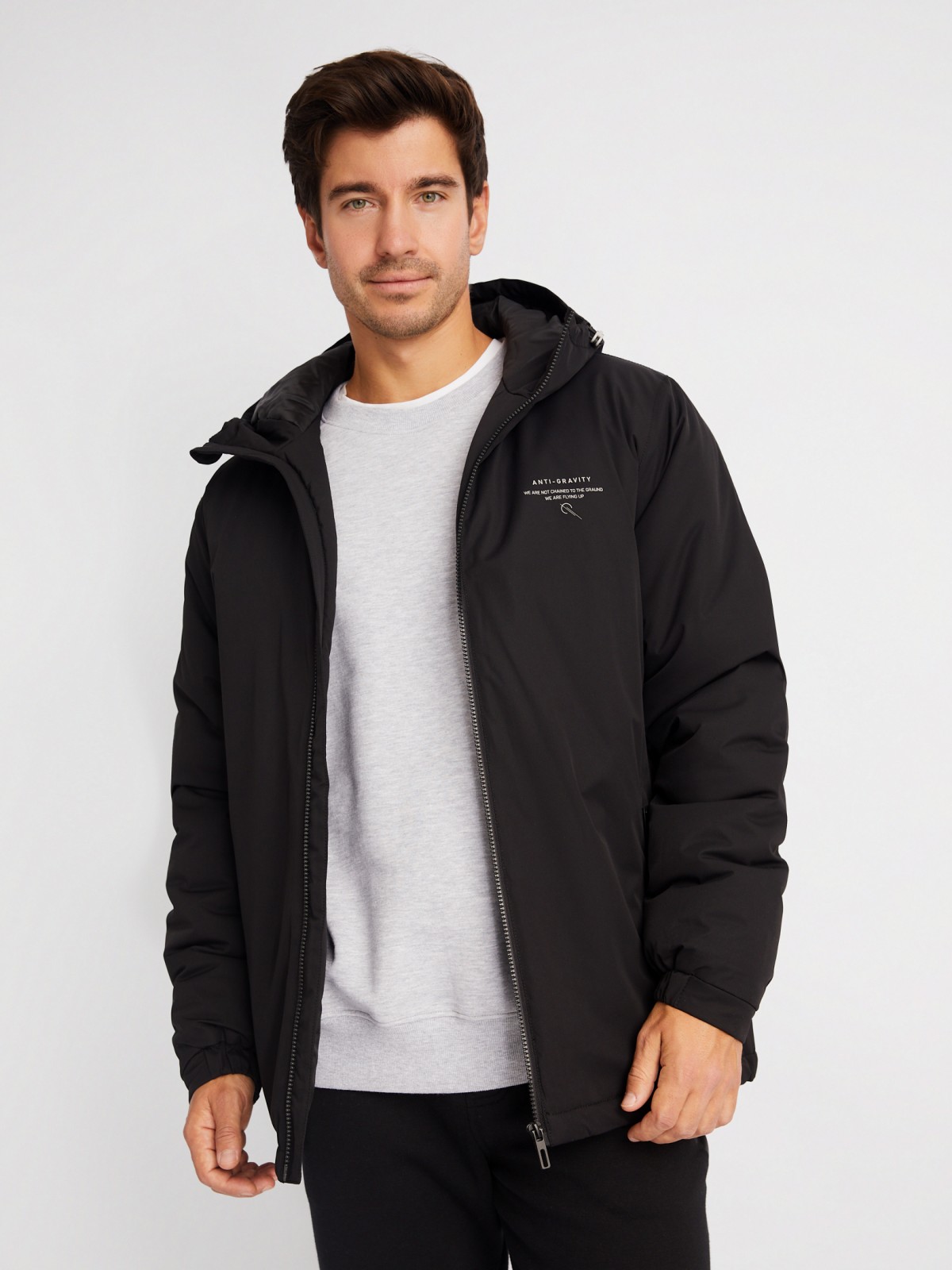 Тёплая куртка с капюшоном на синтепоне zolla 01412510L174, цвет черный, размер M - фото 1