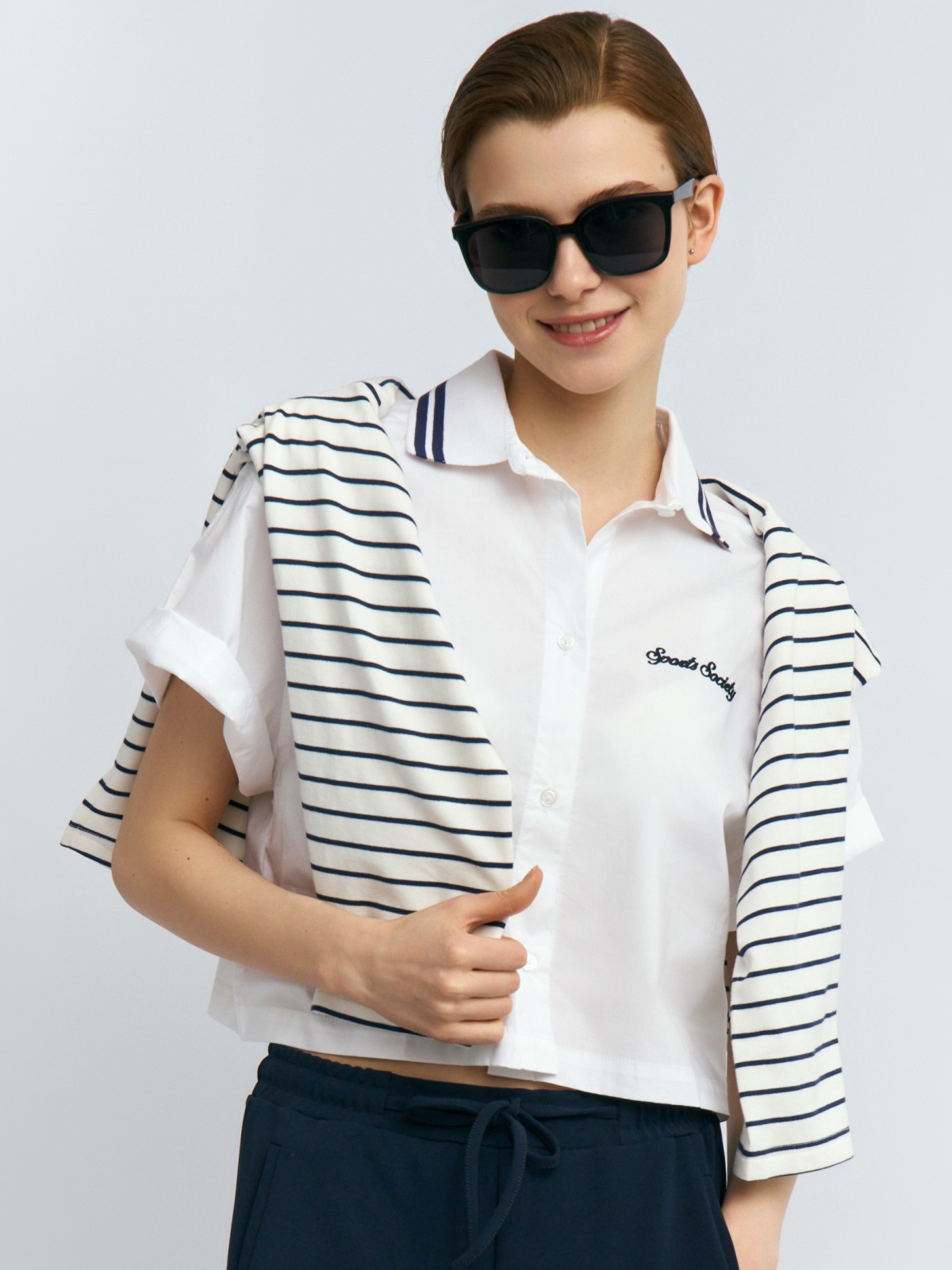 Укороченная рубашка из хлопка