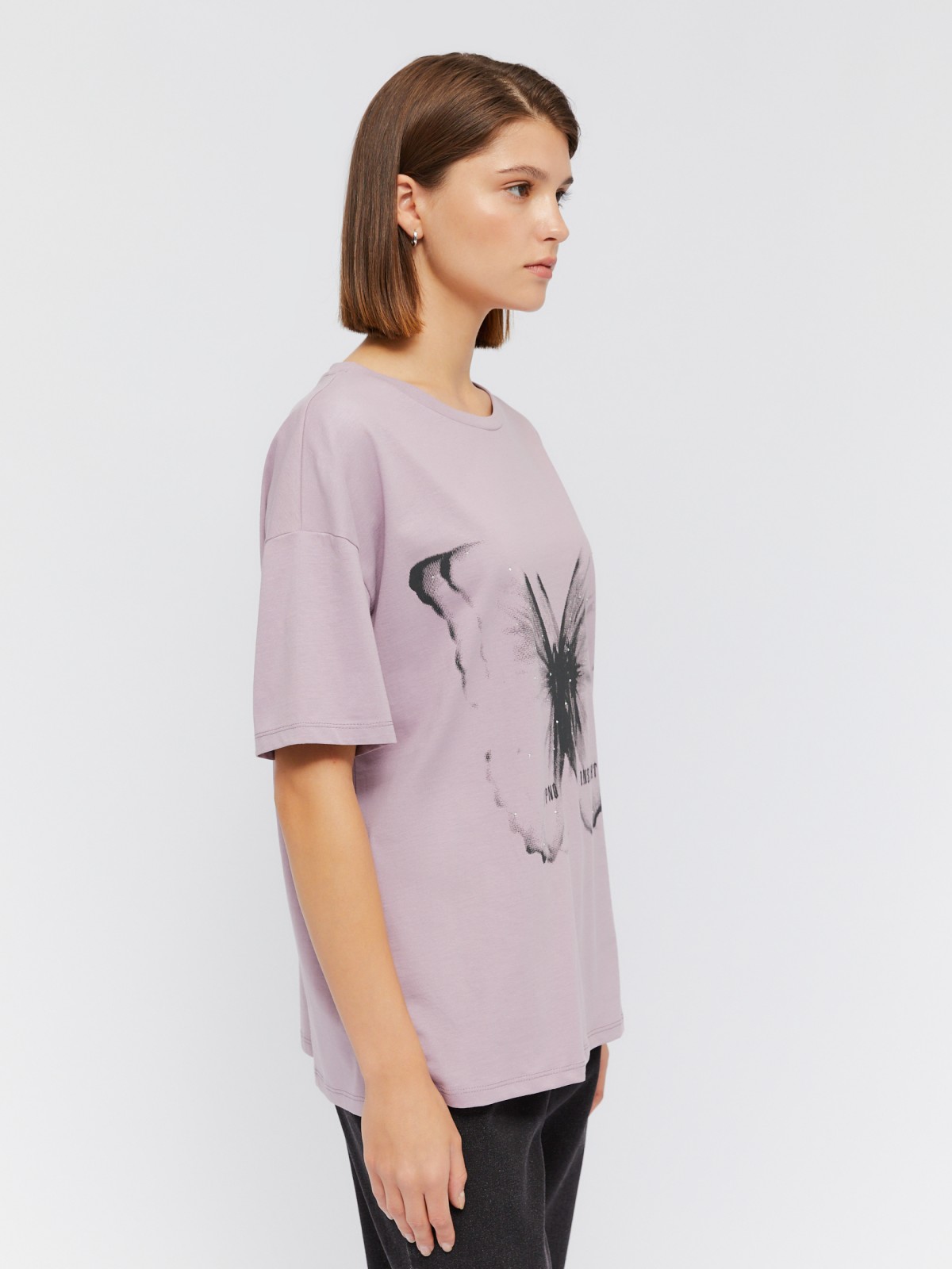 Футболка оверсайз силуэта из хлопка с принтом
