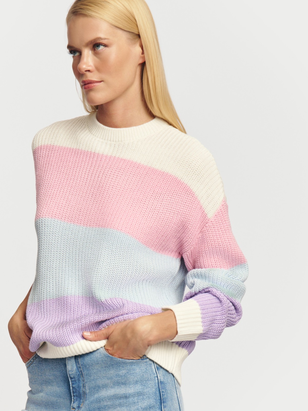 Вязаный джемпер в полоску с длинным рукавом