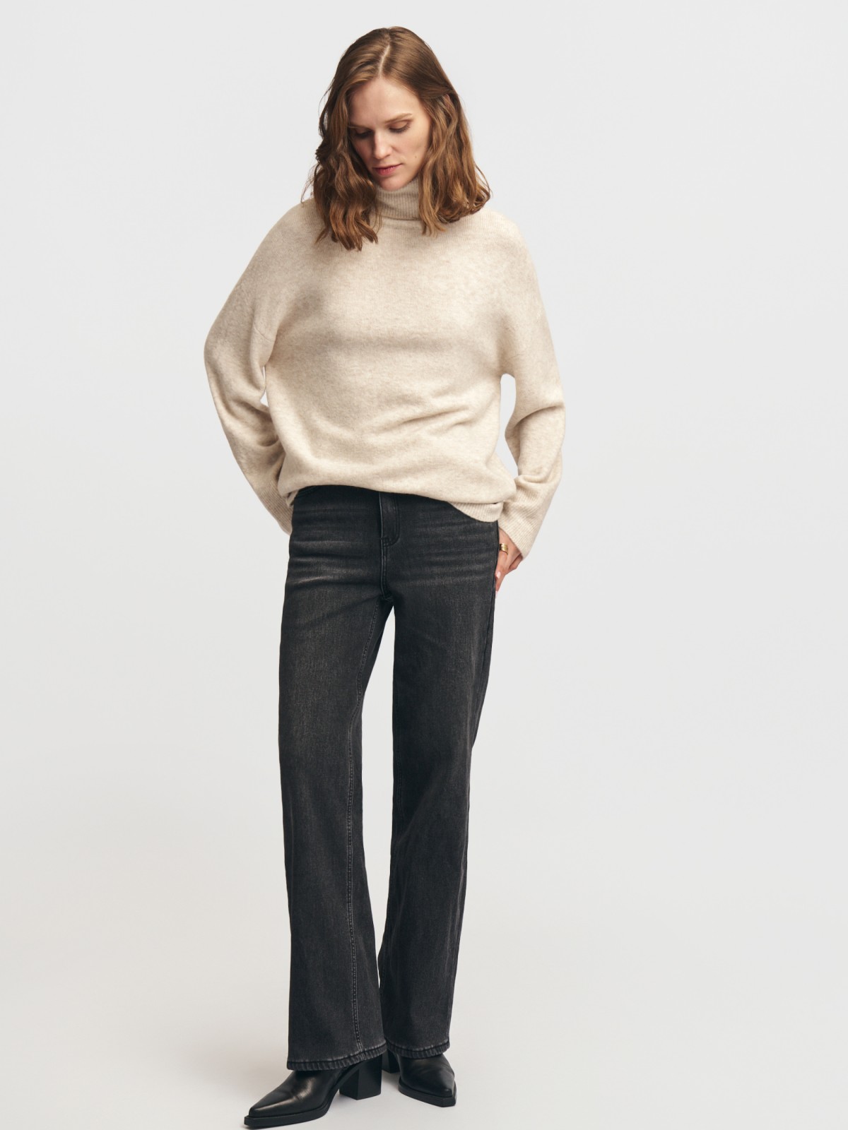 Утеплённые джинсы прямого силуэта с ворсом