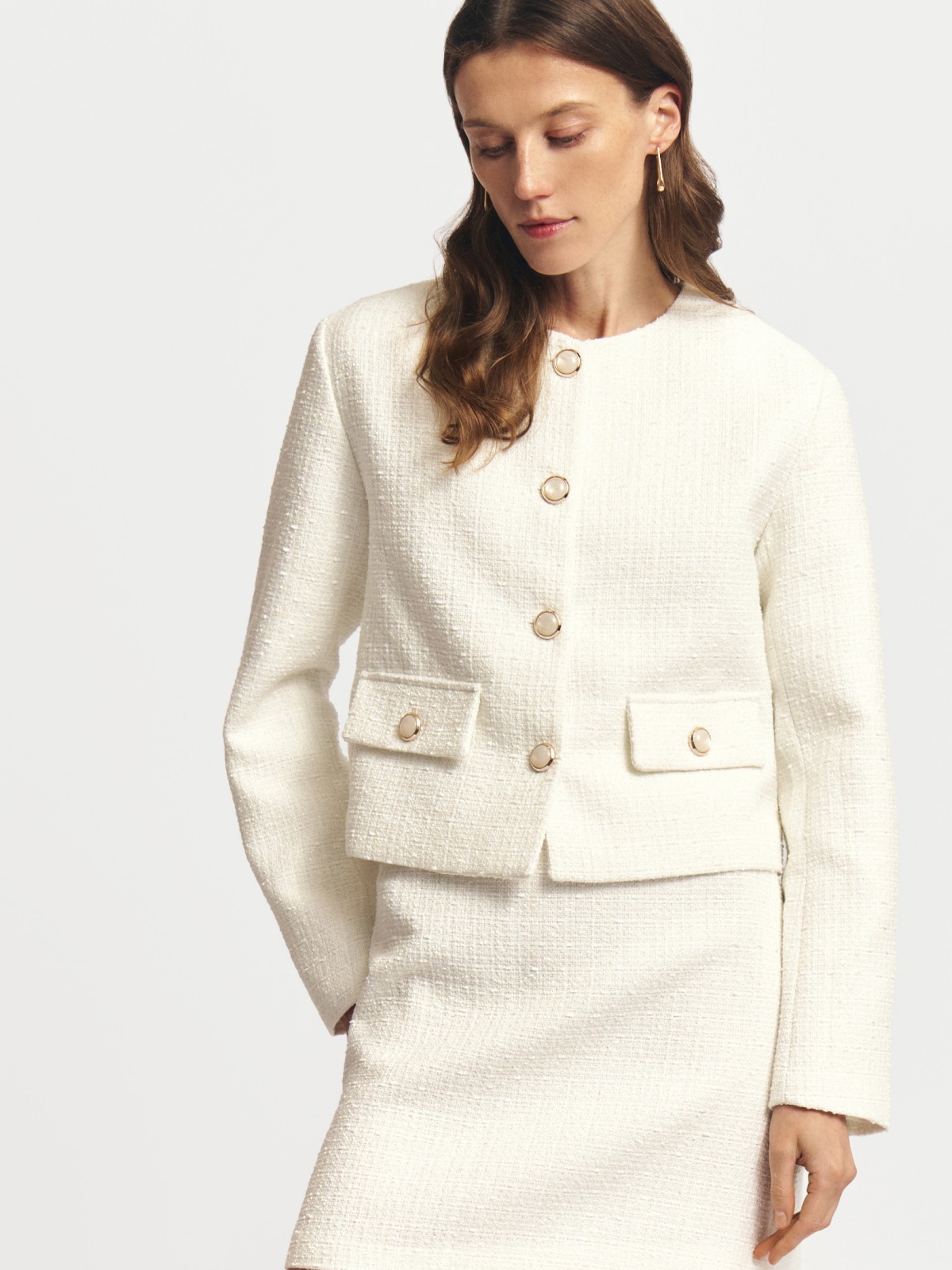 Твидовый жакет на пуговицах
