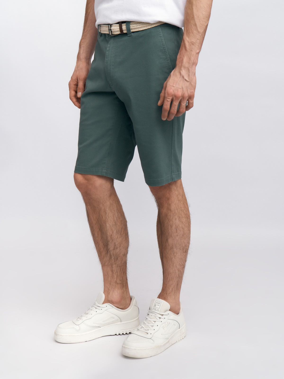 Удлинённые шорты из хлопка с ремнём