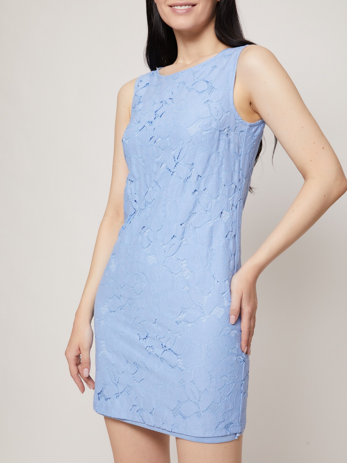 Кружевное платье мини zolla 02126829F262, цвет светло-голубой, размер XS - фото 3