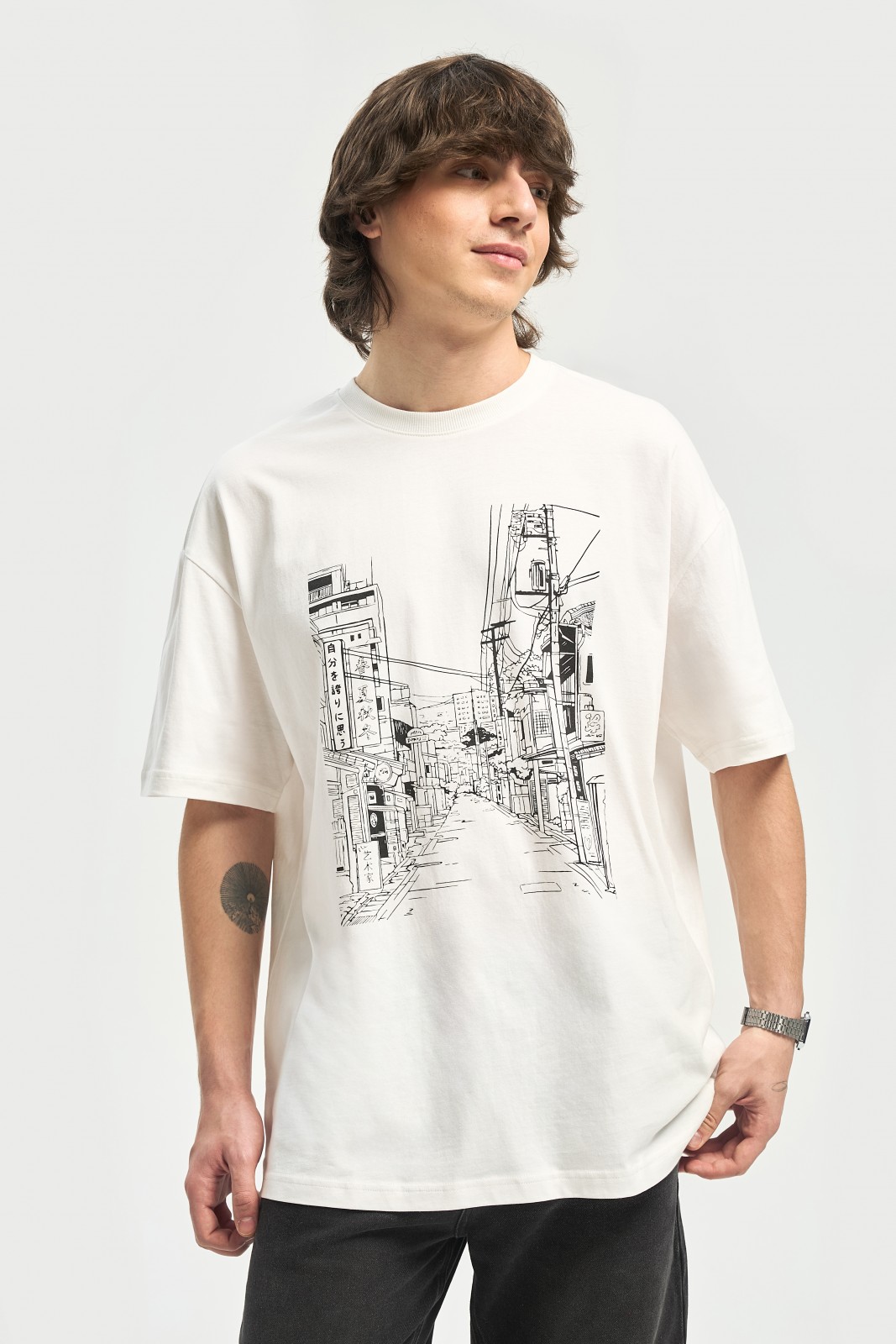 Футболка оверсайз из хлопка с принтом