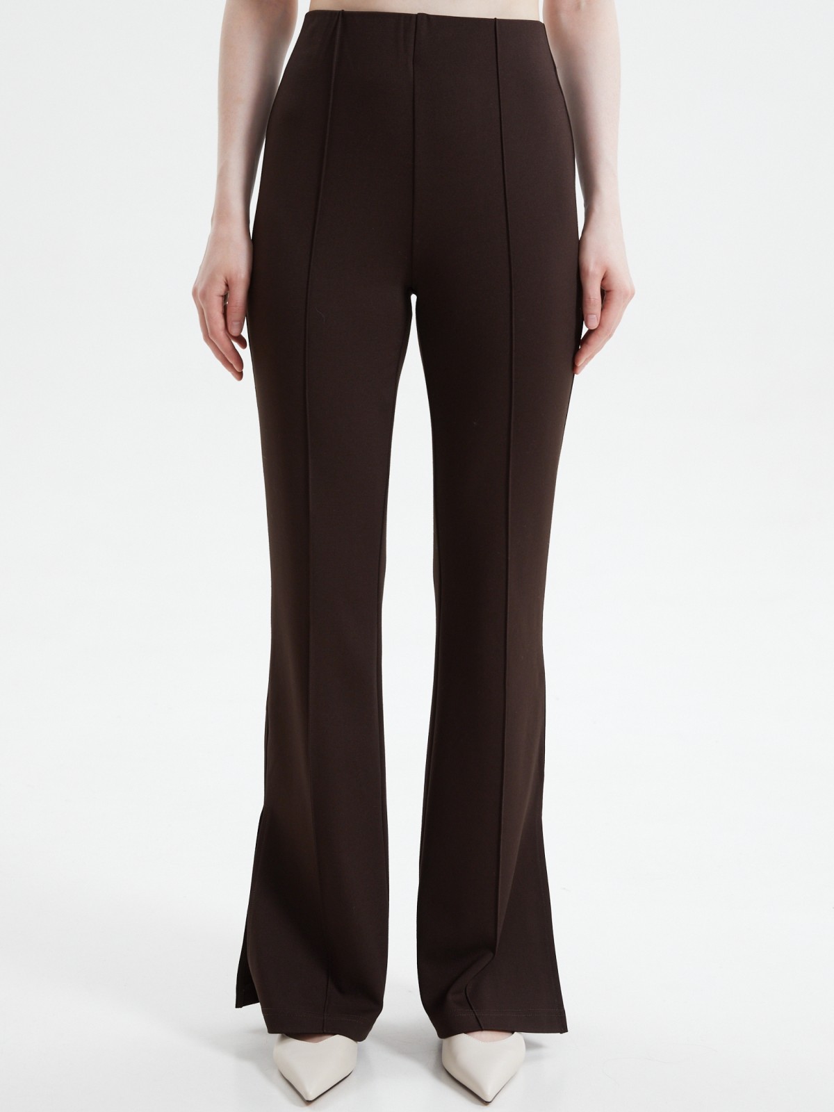 Трикотажные брюки фасона Bootcut с разрезами