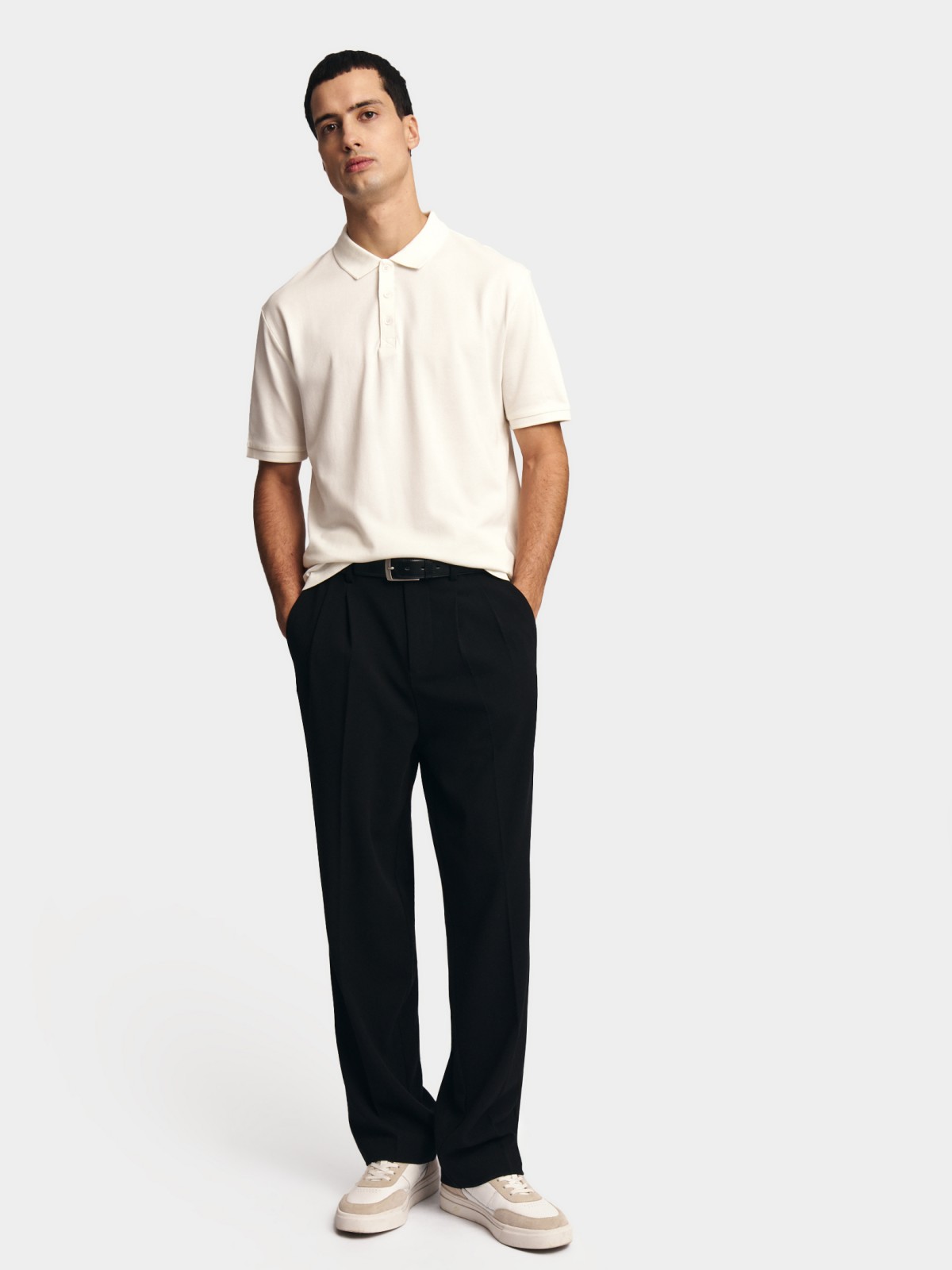 Футболка поло из хлопка однотонная