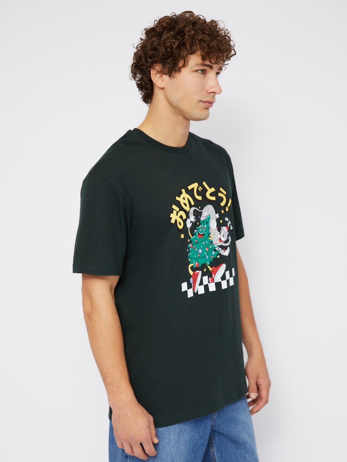 Футболка из хлопка с новогодним принтом