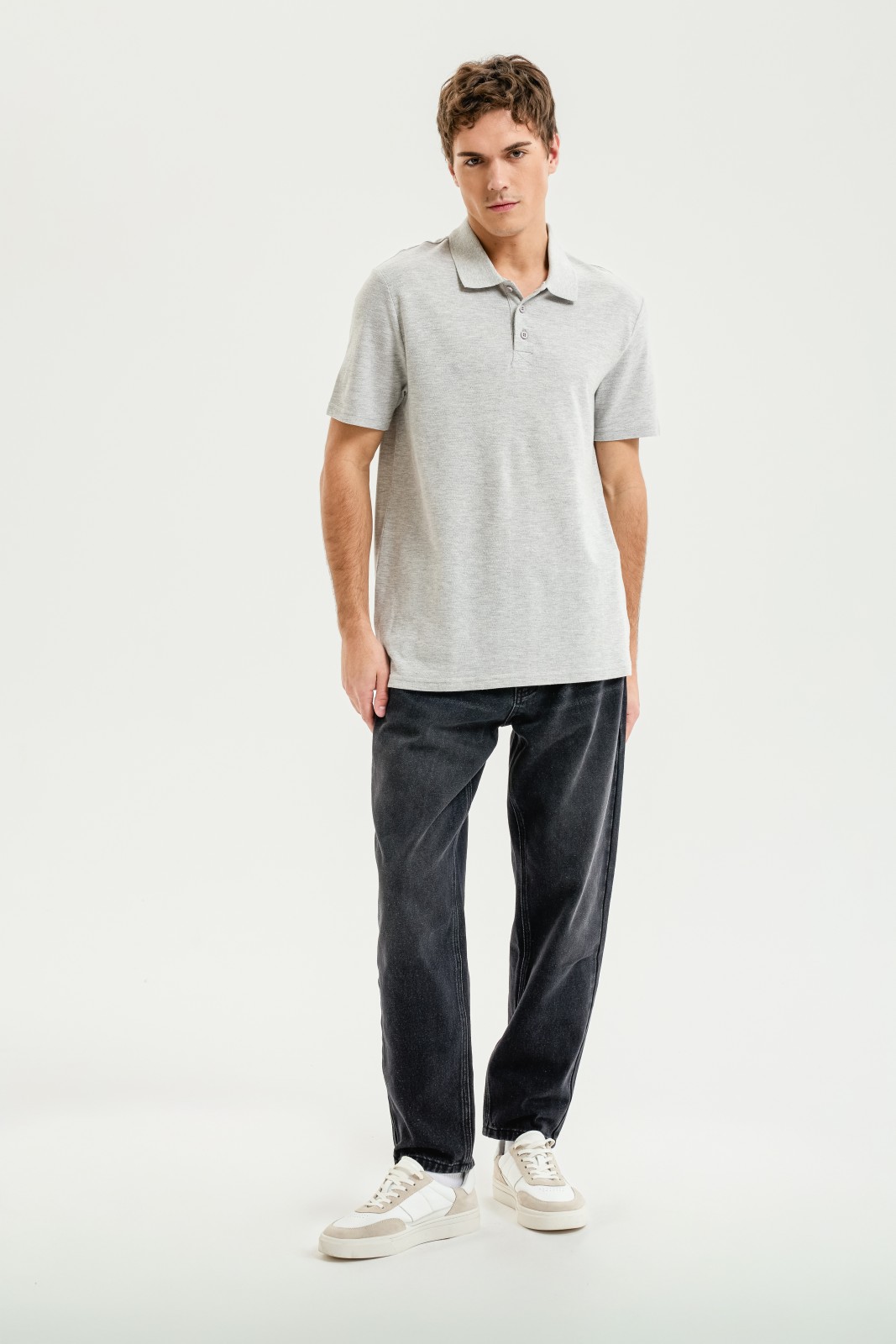 Футболка поло из хлопка однотонная