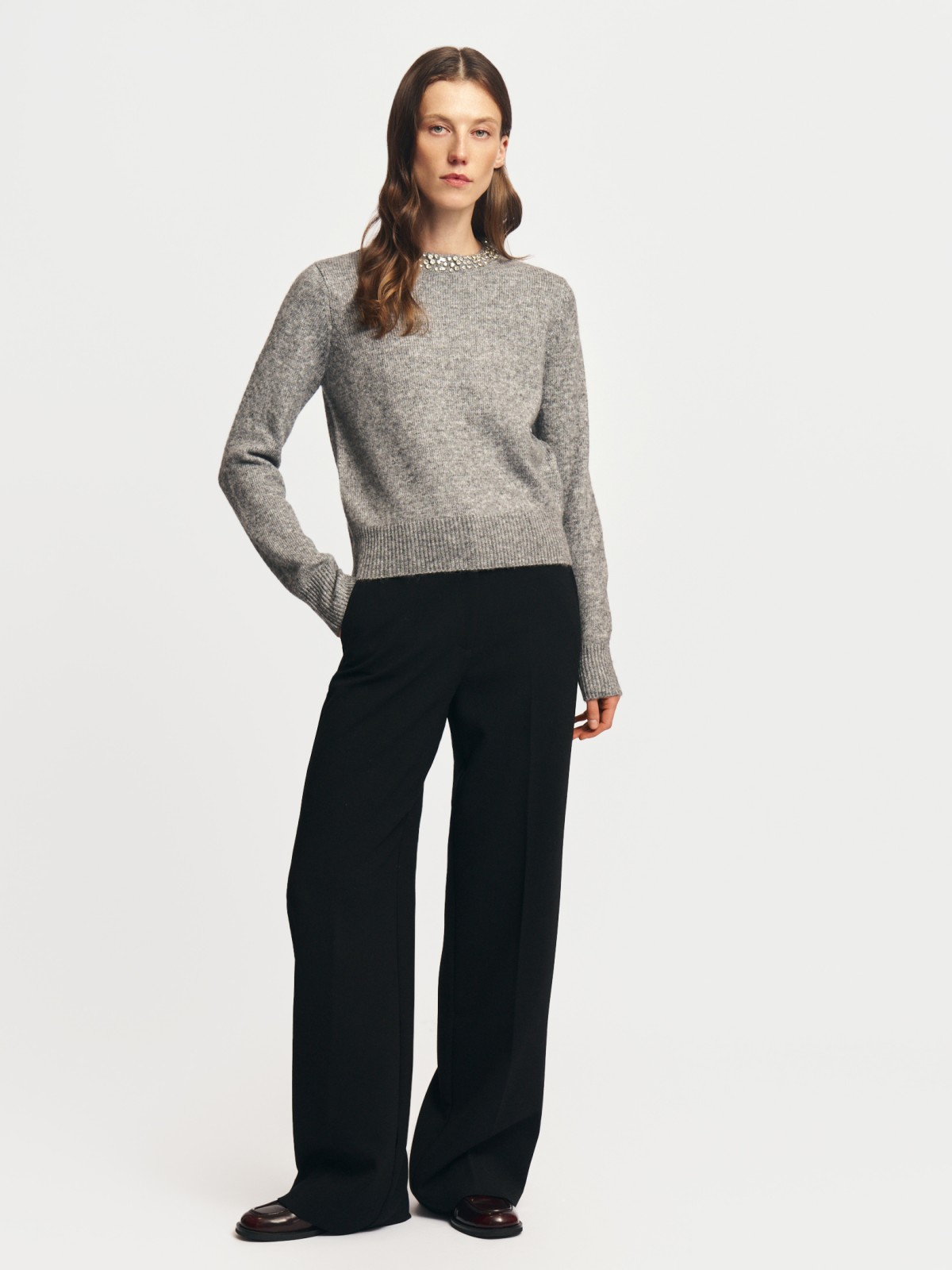 Вязаный джемпер с шерстью и стразами