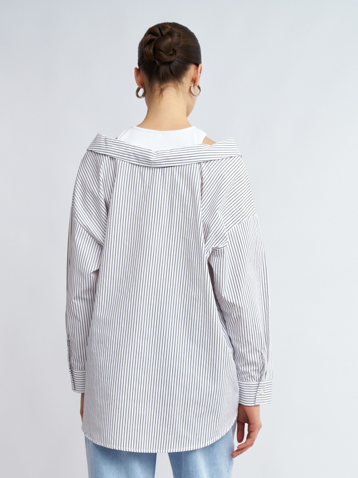 Комбинированная блузка-рубашка с вшитым топом