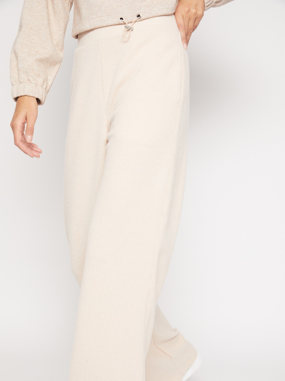 Прямые брюки из трикотажа zolla 22211762L091, цвет бежевый, размер S - фото 4