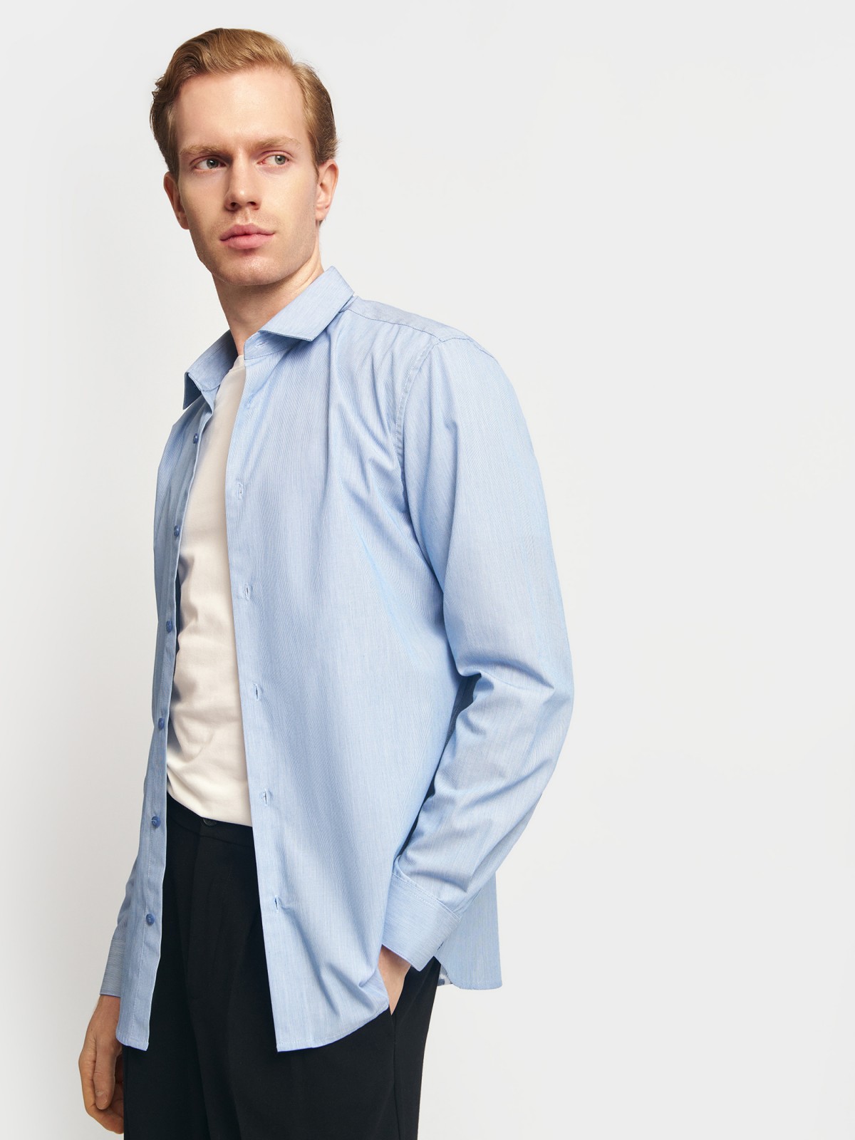 Офисная прямая рубашка с узором в полоску