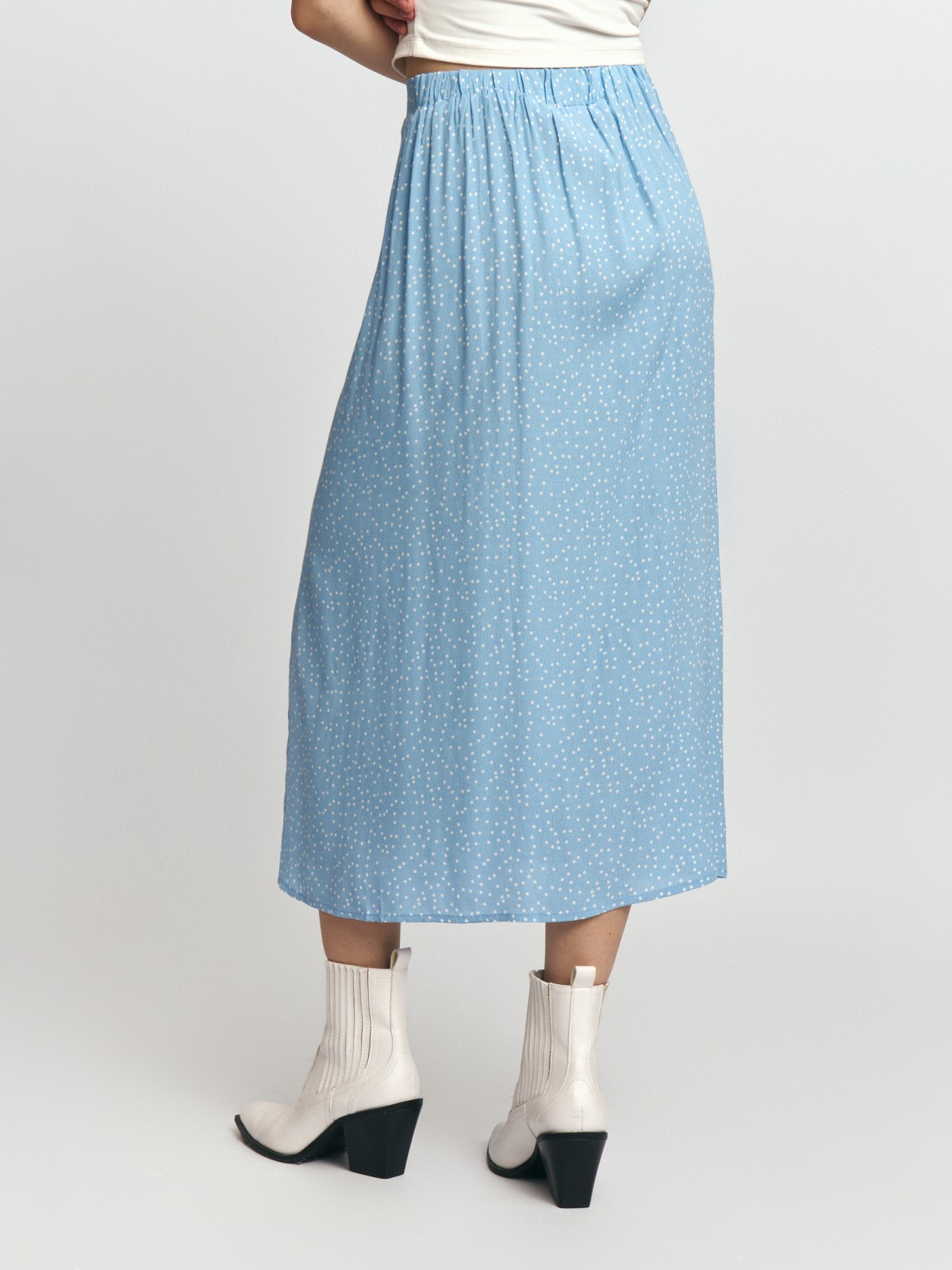 Юбка миди из вискозы на резинке с разрезом