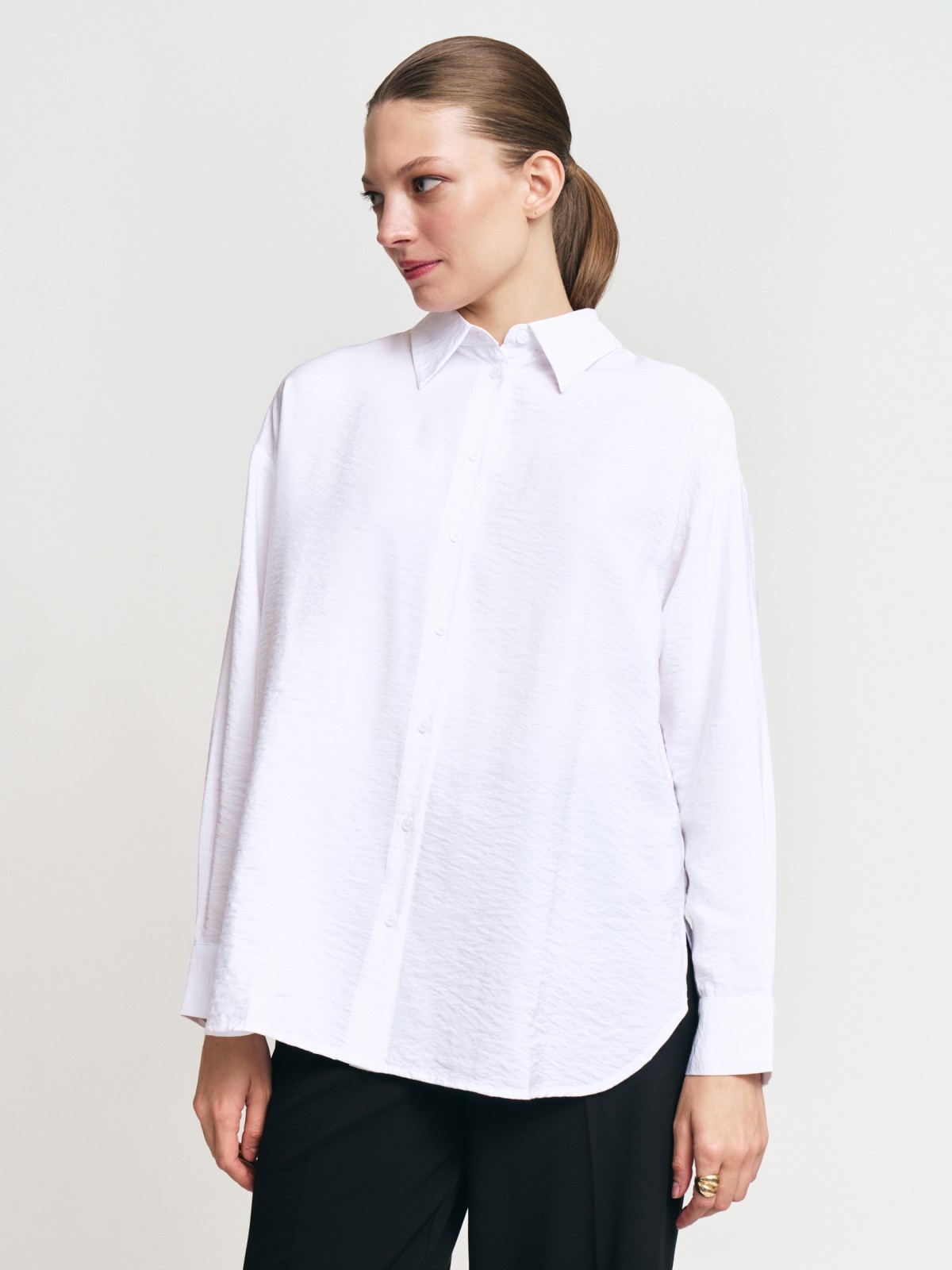 Рубашка из фактурной ткани с длинным рукавом