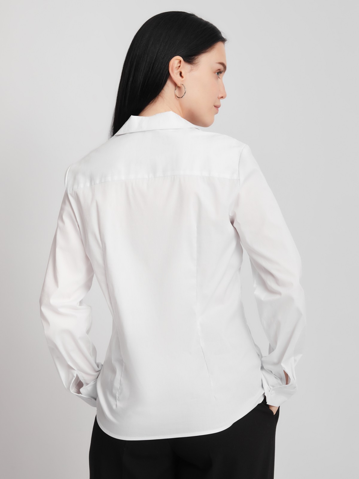 Офисная рубашка с вырезом и карманом zolla 023311159112, цвет белый, размер S - фото 6