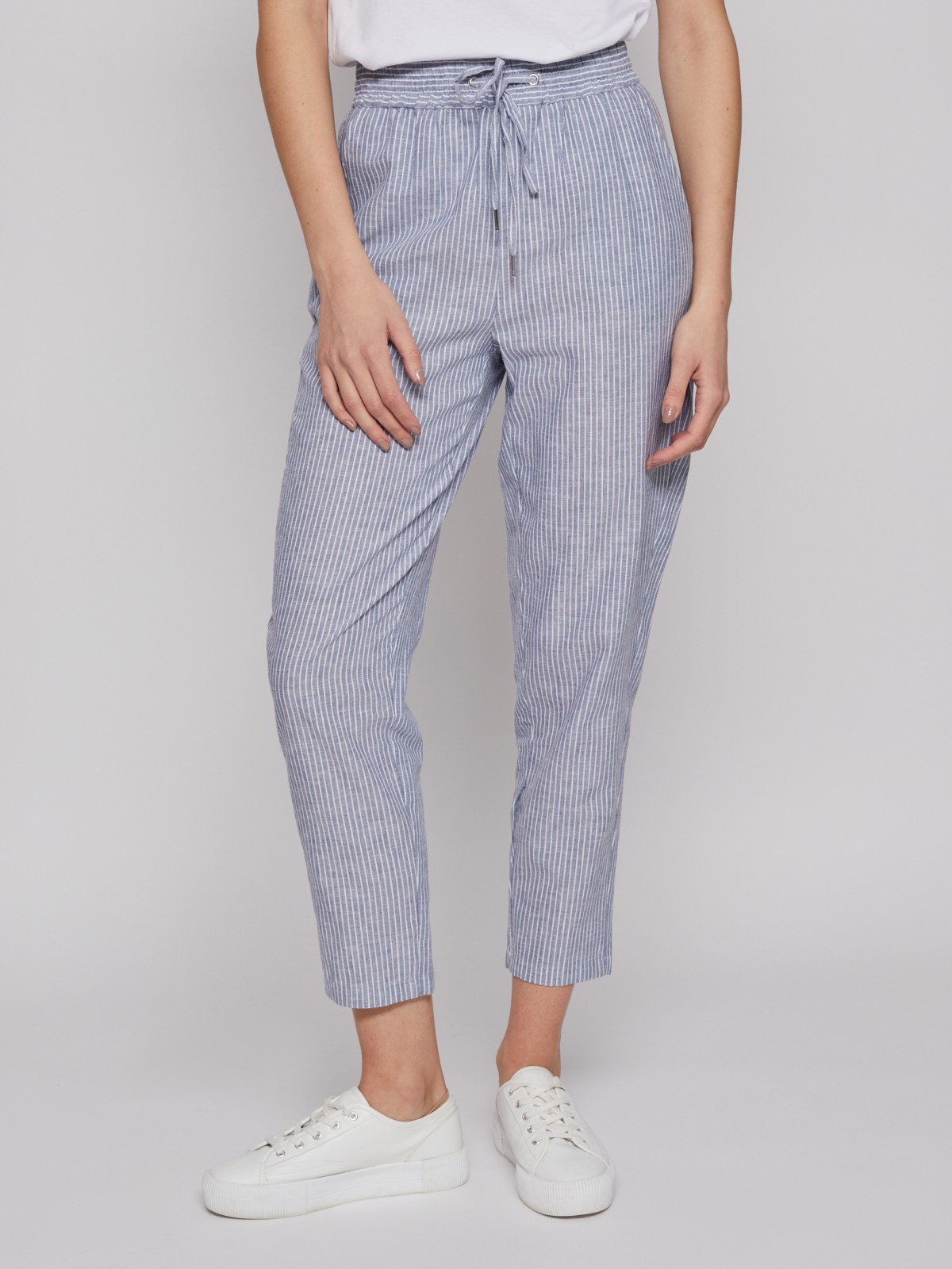 Брюки-джоггеры из льна на резинке