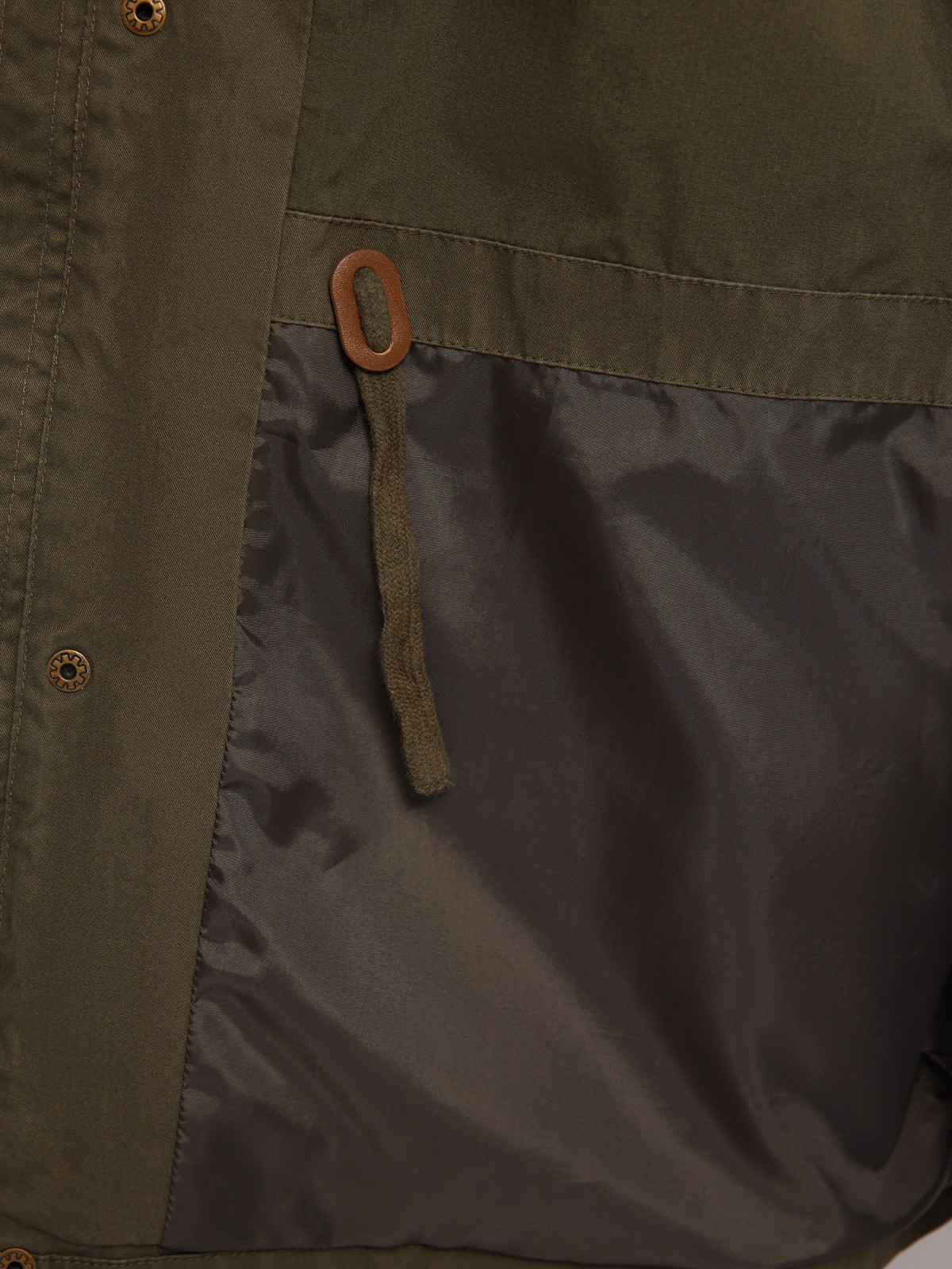 Куртка-ветровка из хлопка с воротником-стойкой zolla 014215602014, цвет хаки, размер L - фото 5