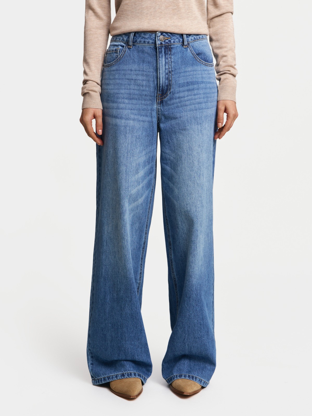 Джинсы силуэта Wide с высокой посадкой