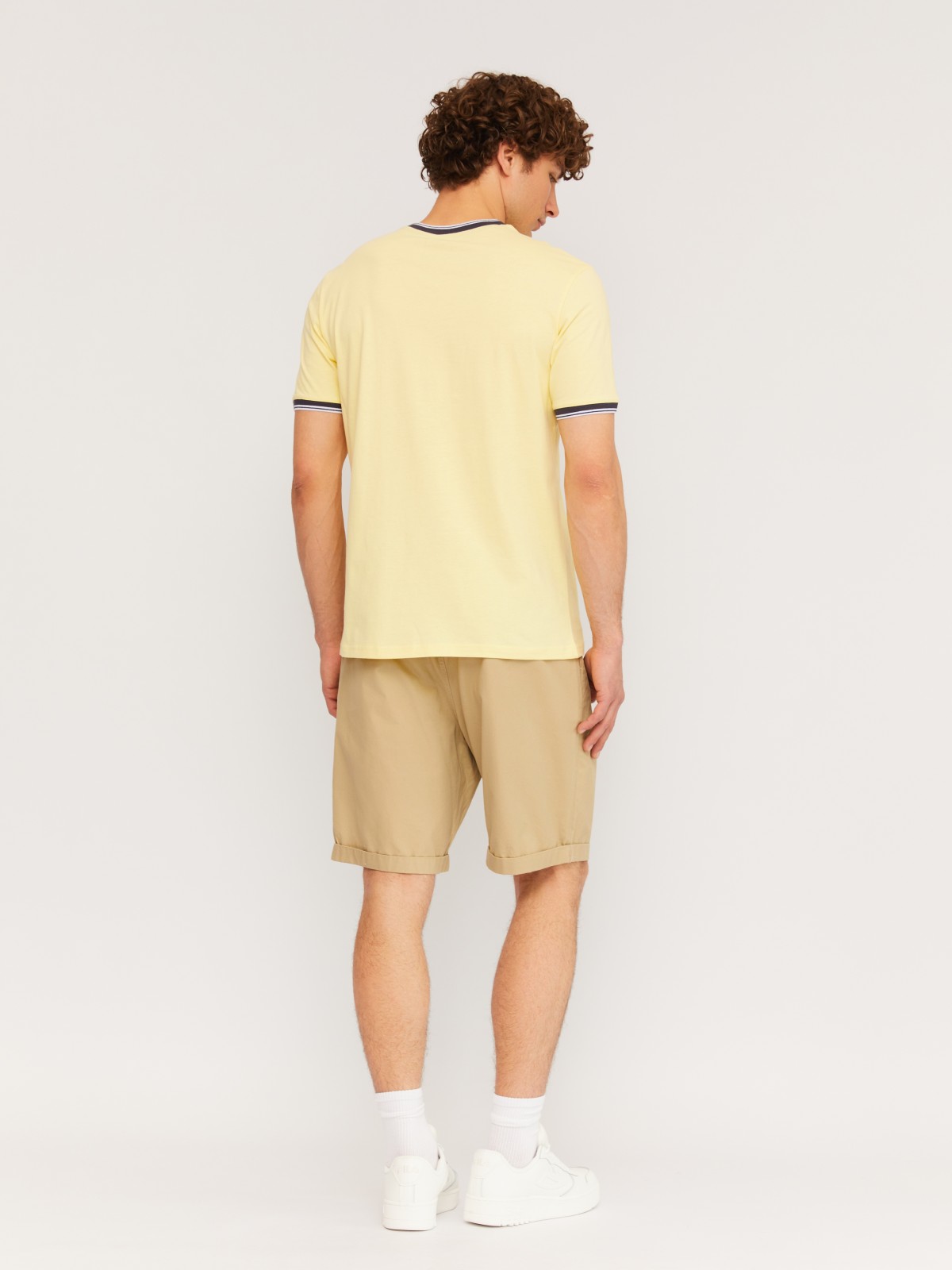 Футболка хенли из хлопка с коротким рукавом