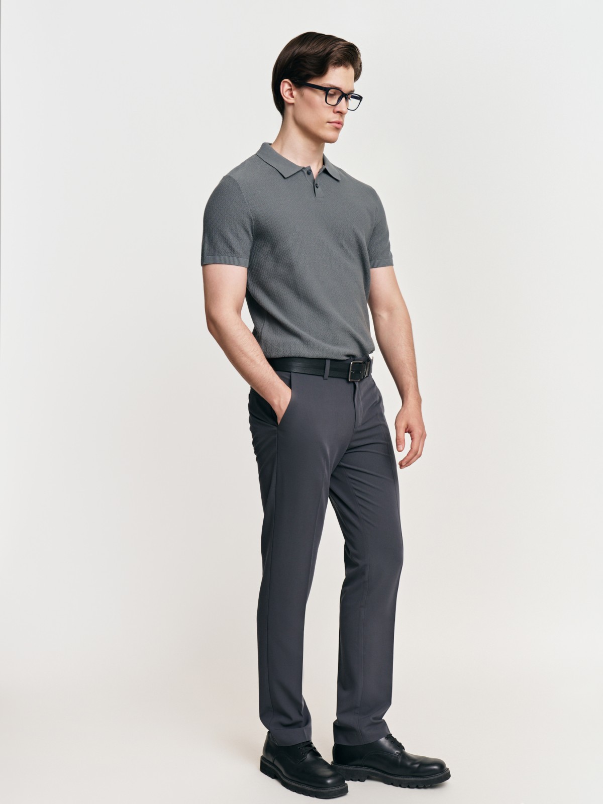 Трикотажный джемпер поло из хлопка с коротким рукавом