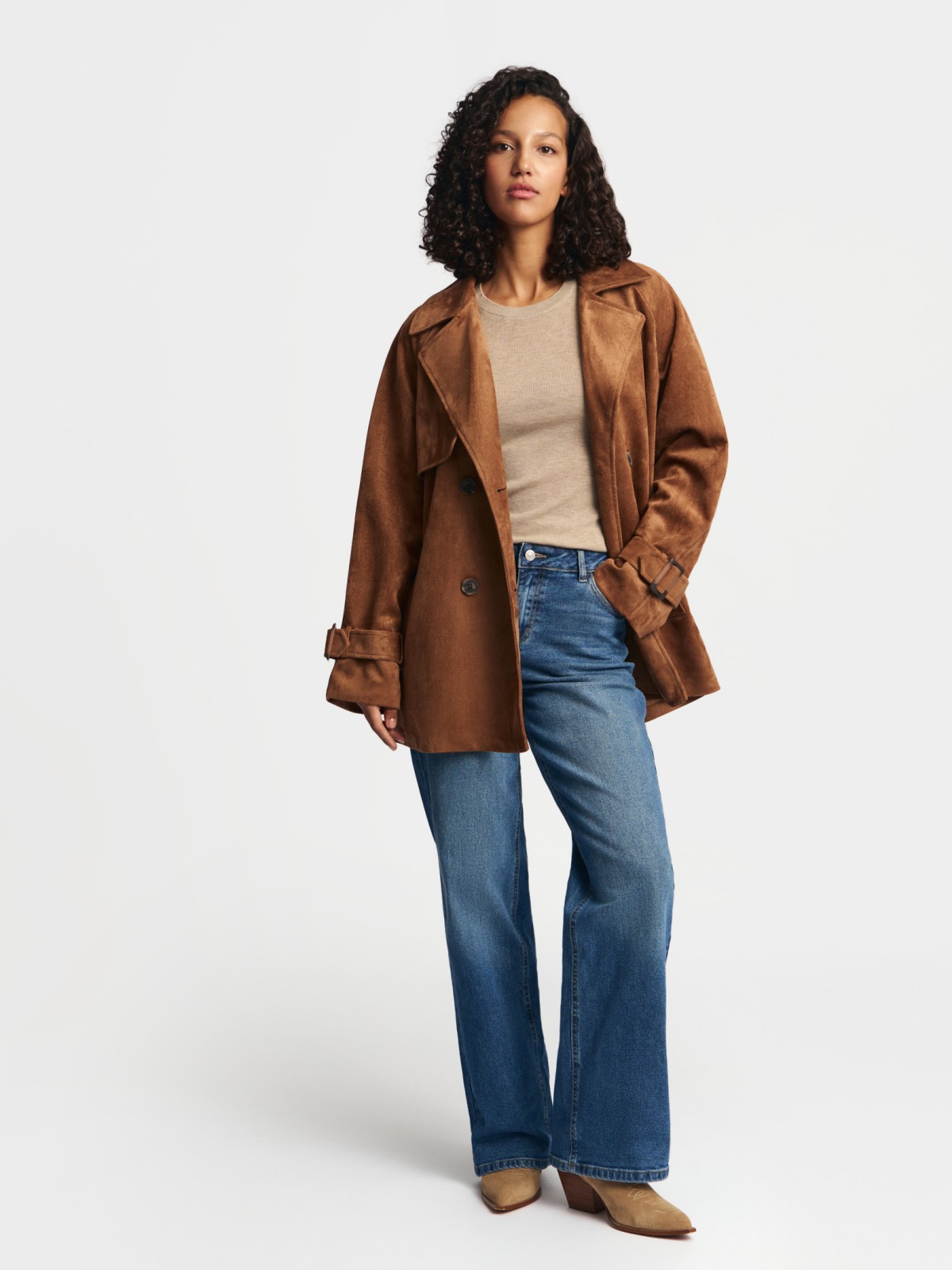 Тренч из экозамши