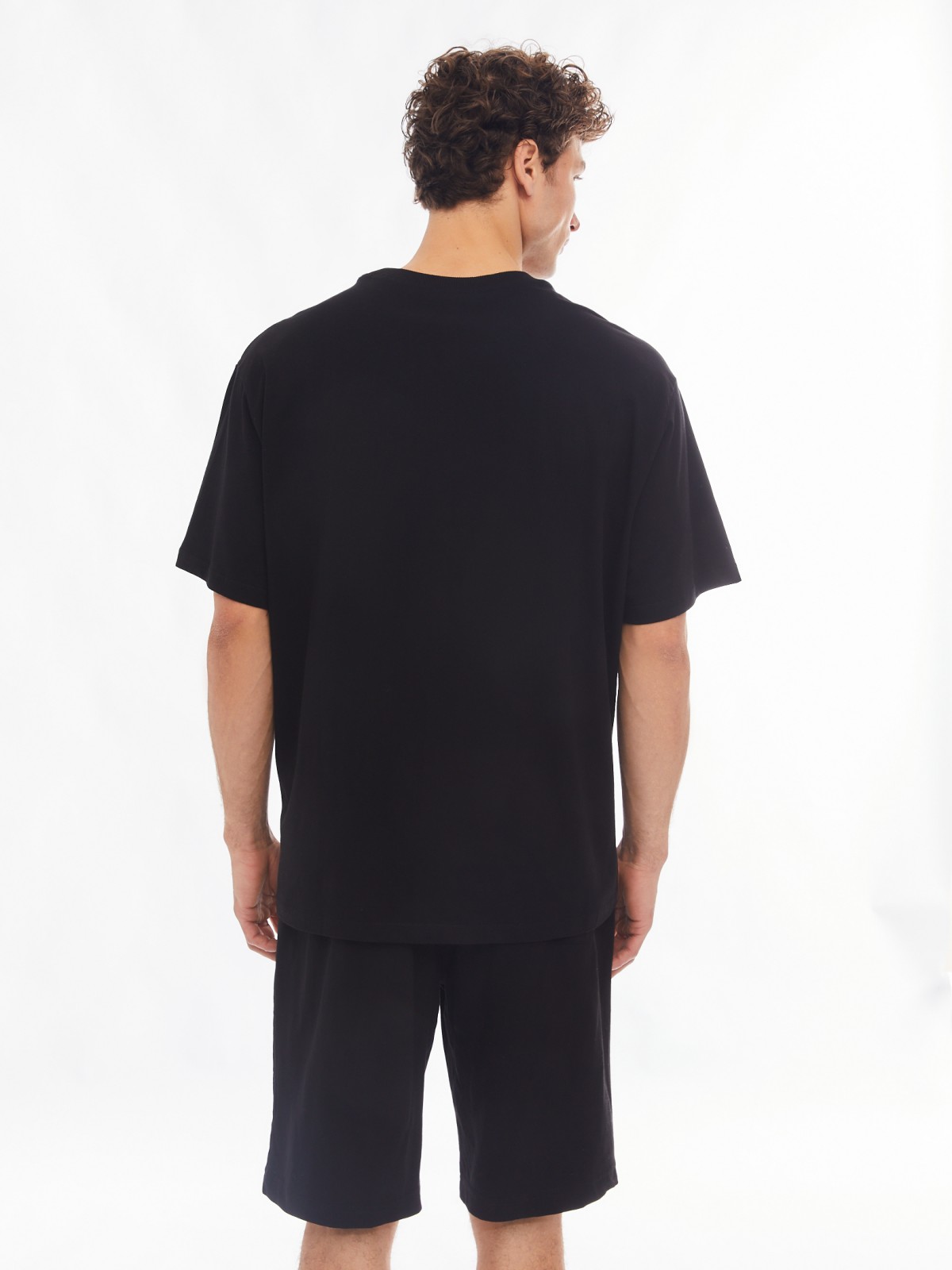 Домашний комплект из хлопка (футболка, шорты) zolla 61413870W041, цвет черный, размер S - фото 4