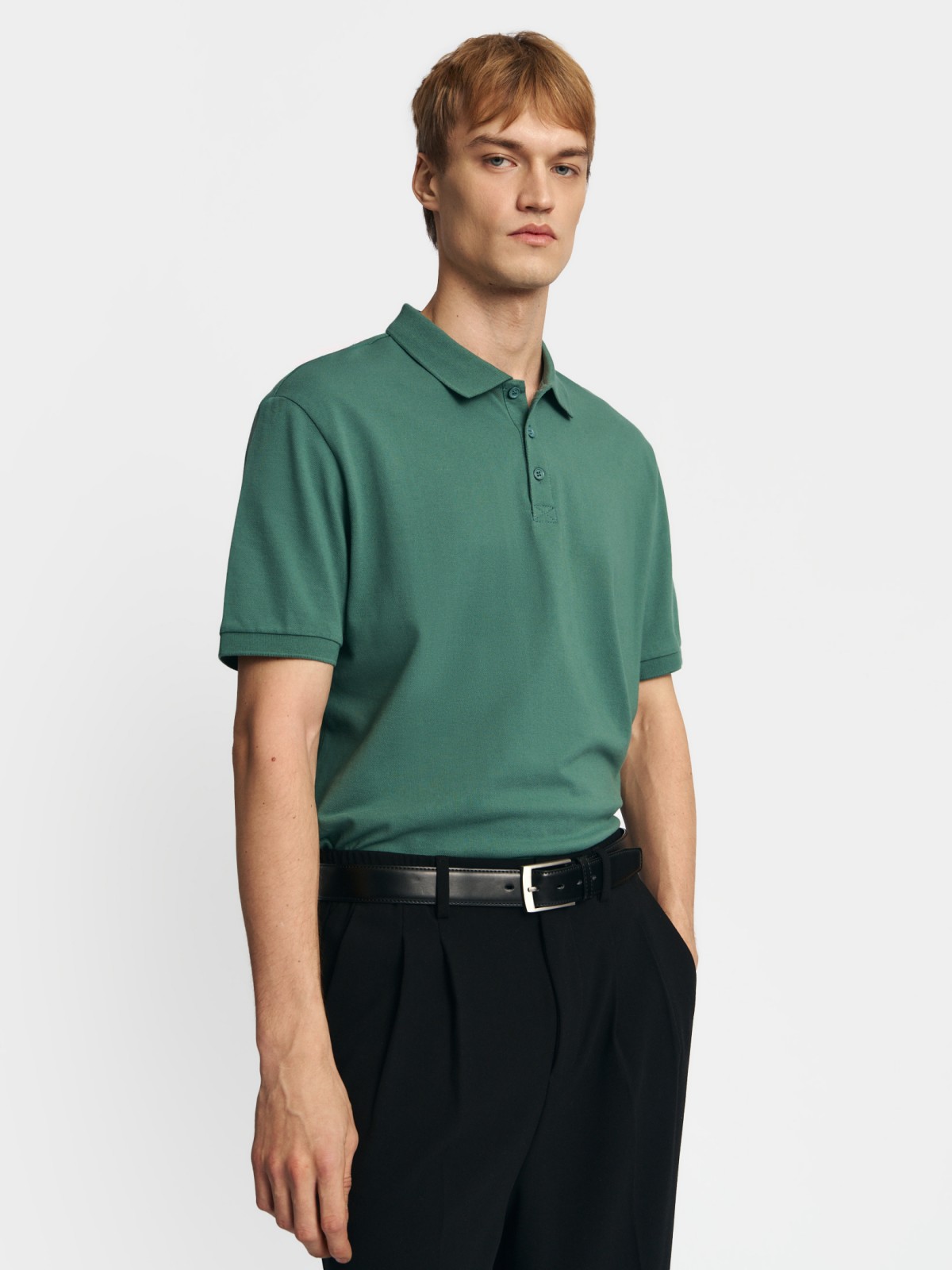 Футболка поло из хлопка однотонная