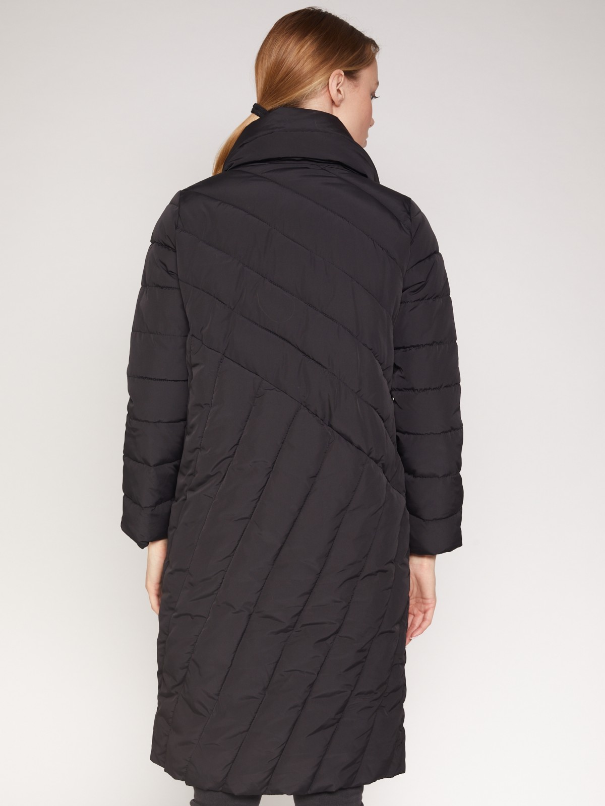 Утепленное пальто с шалевым воротником zolla 021335297044, цвет черный, размер XS - фото 6