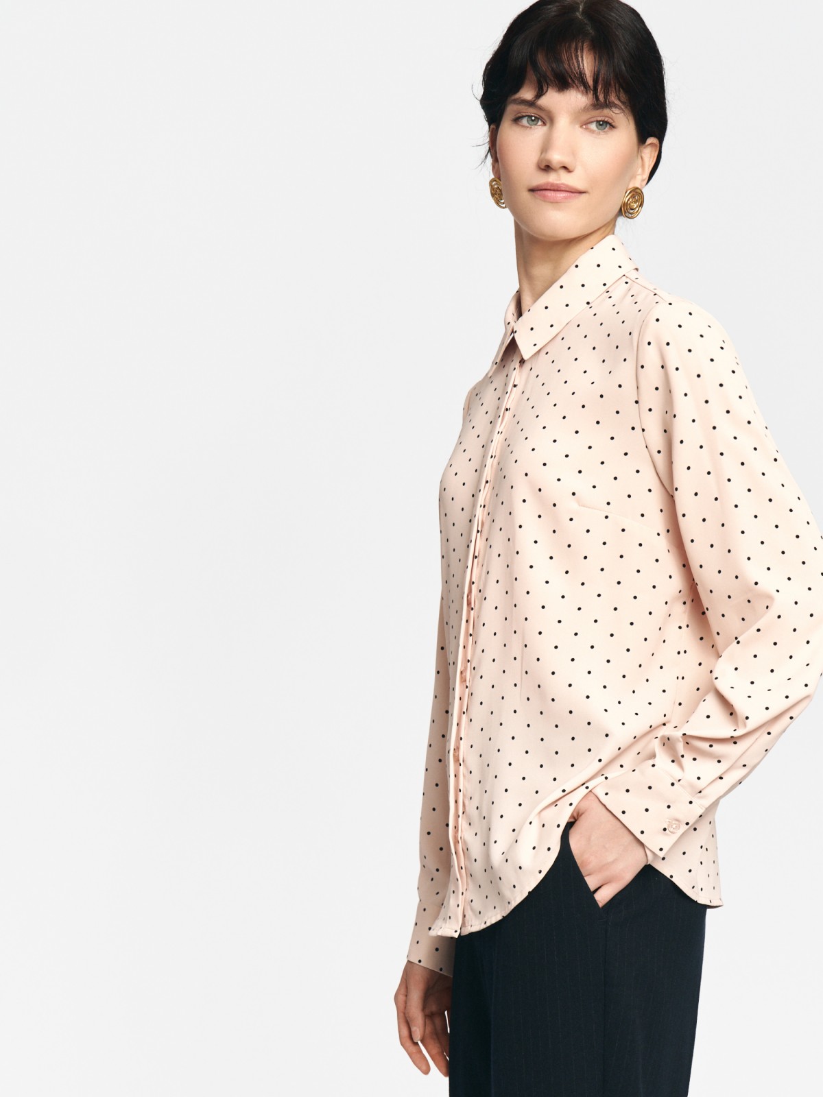 Рубашка прямого фасона в горошек