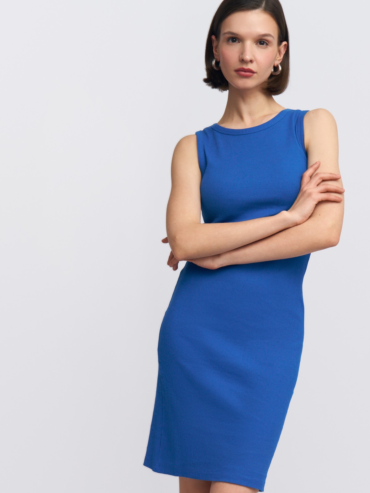 Платье-майка мини из хлопка без рукавов