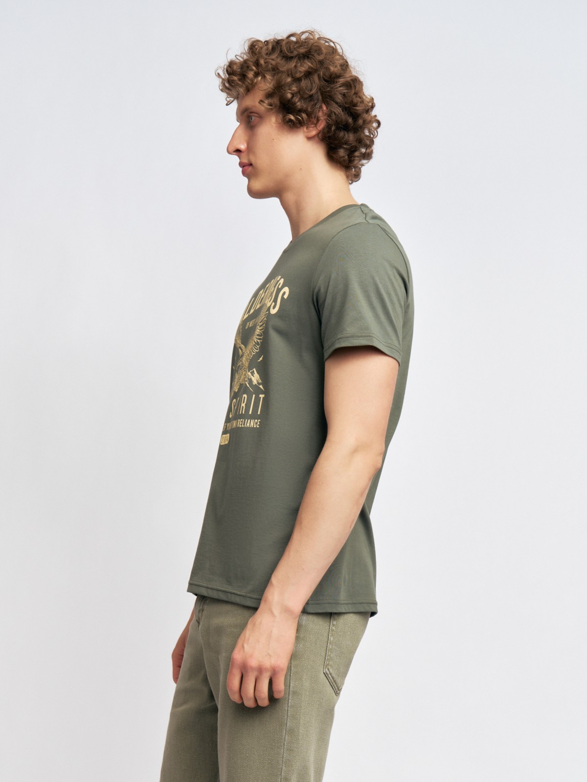 Футболка из хлопка с принтом и надписью