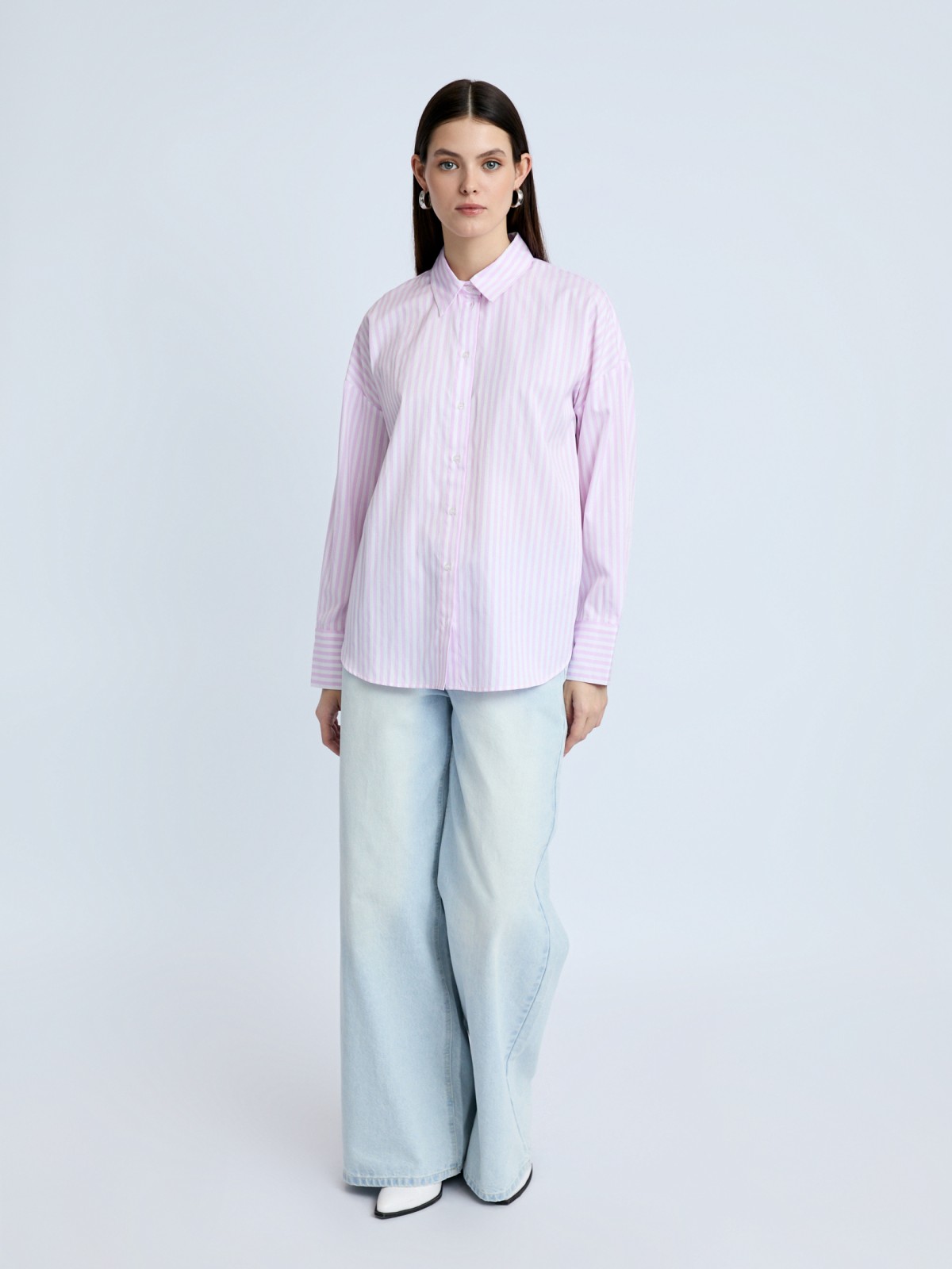 Рубашка оверсайз силуэта с узором в полоску