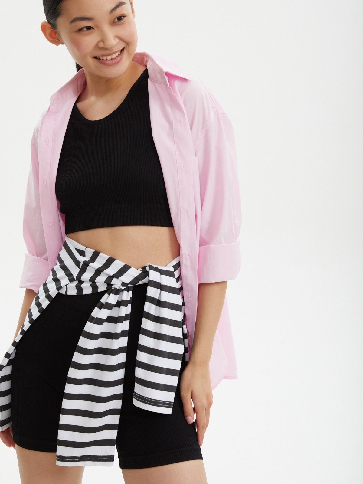 Трикотажный кроп топ без рукавов