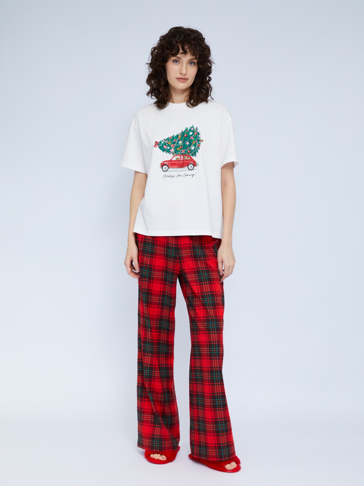 Домашний пижамный комплект из хлопка (футболка и штаны)